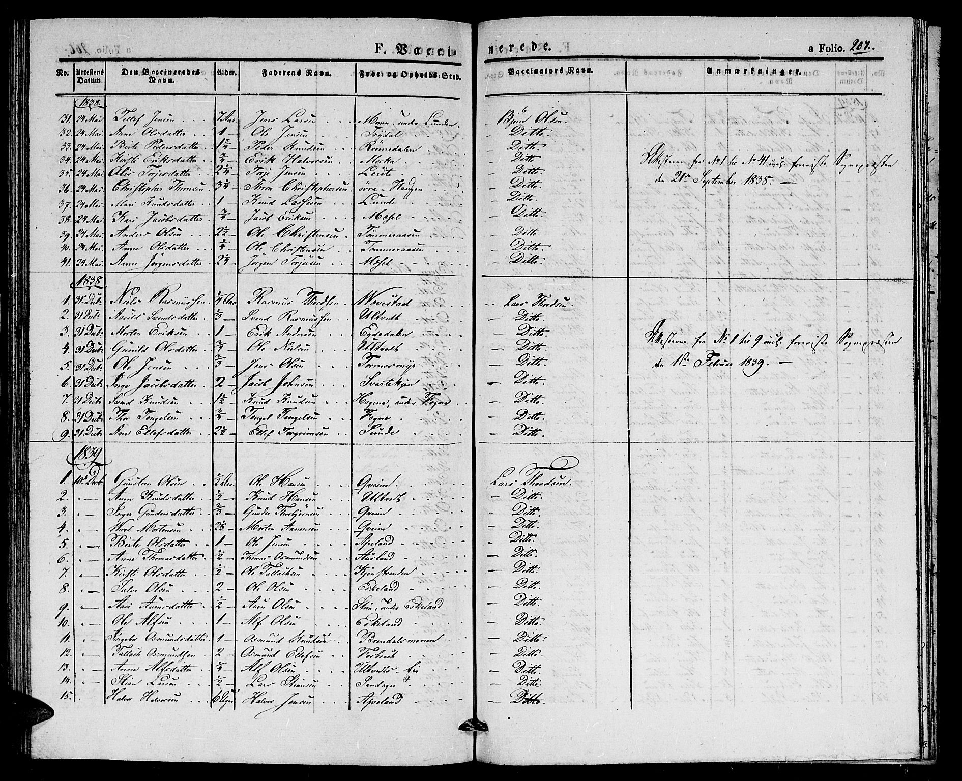 Gjerstad sokneprestkontor, SAK/1111-0014/F/Fa/Faa/L0005: Parish register (official) no. A 5, 1829-1841, p. 207