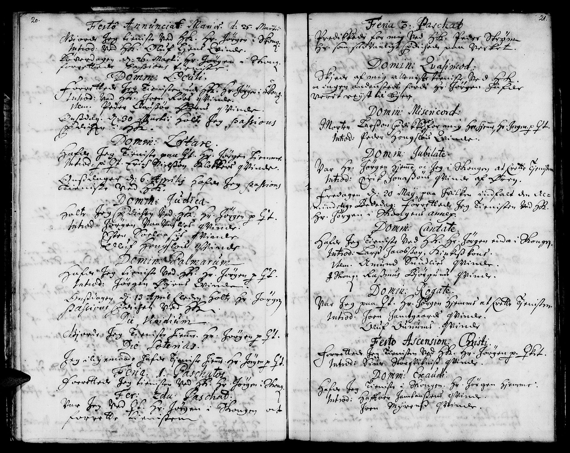 Ministerialprotokoller, klokkerbøker og fødselsregistre - Sør-Trøndelag, SAT/A-1456/668/L0801: Parish register (official) no. 668A01, 1695-1716, p. 20-21