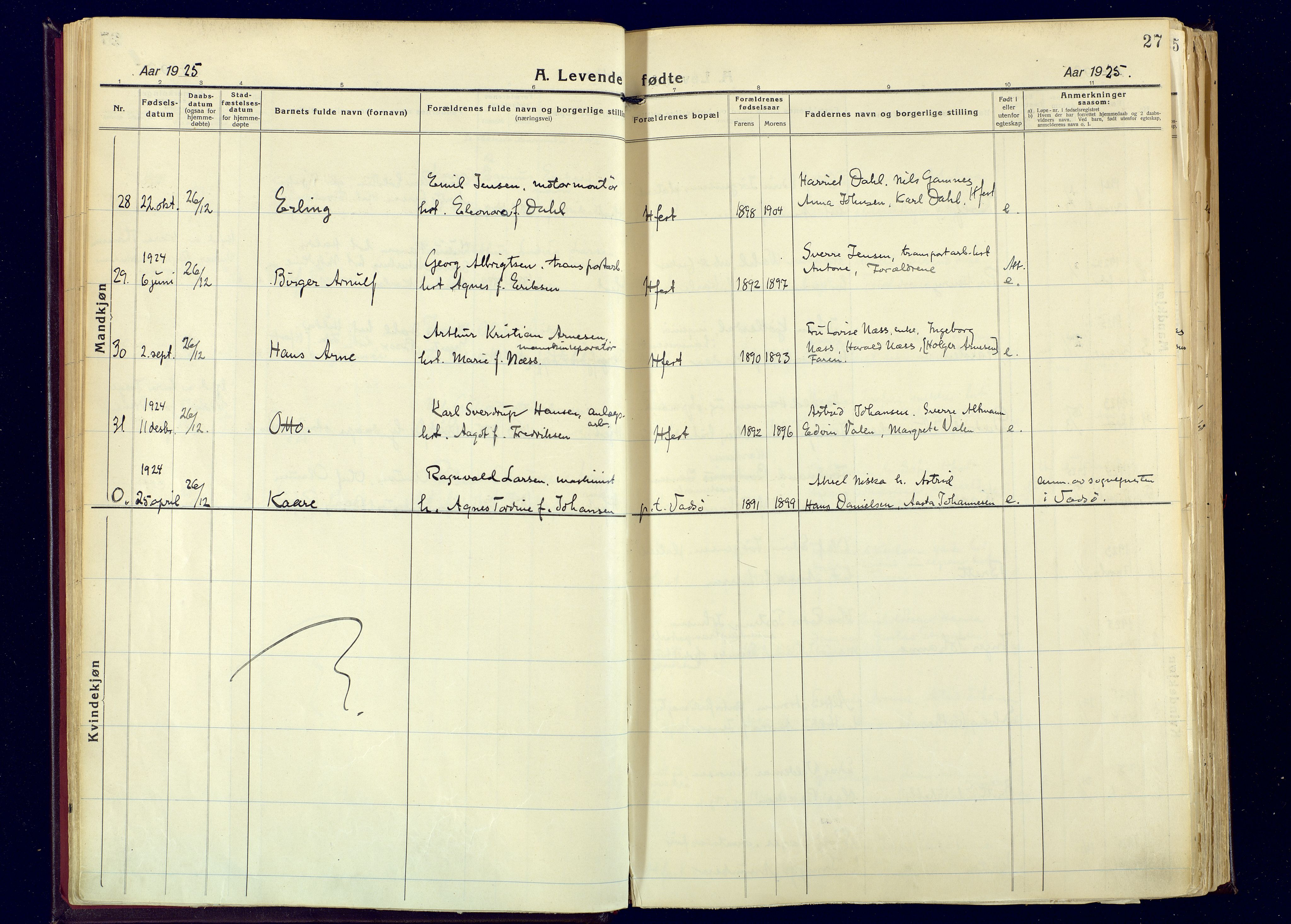 Hammerfest sokneprestkontor, AV/SATØ-S-1347/H/Ha/L0017.kirke: Parish register (official) no. 17, 1923-1933, p. 27