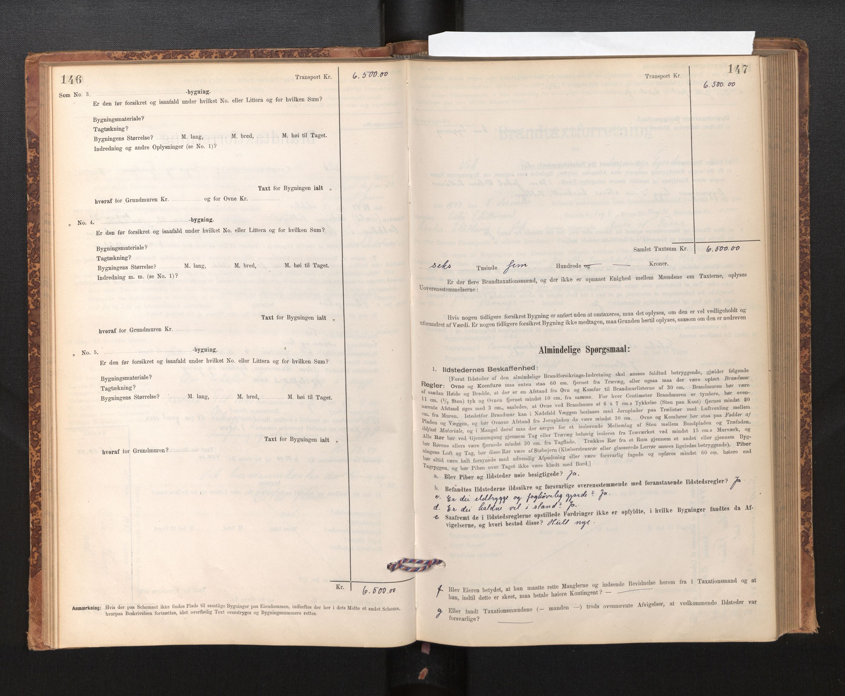 Lensmannen i Vik, SAB/A-30301/0012/L0006: Branntakstprotokoll, skjematakst, 1896-1949, p. 146-147