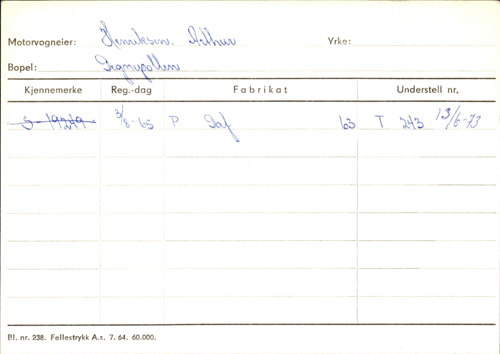 Statens vegvesen, Sogn og Fjordane vegkontor, SAB/A-5301/4/F/L0144: Registerkort Vågsøy A-R, 1945-1975, p. 1009