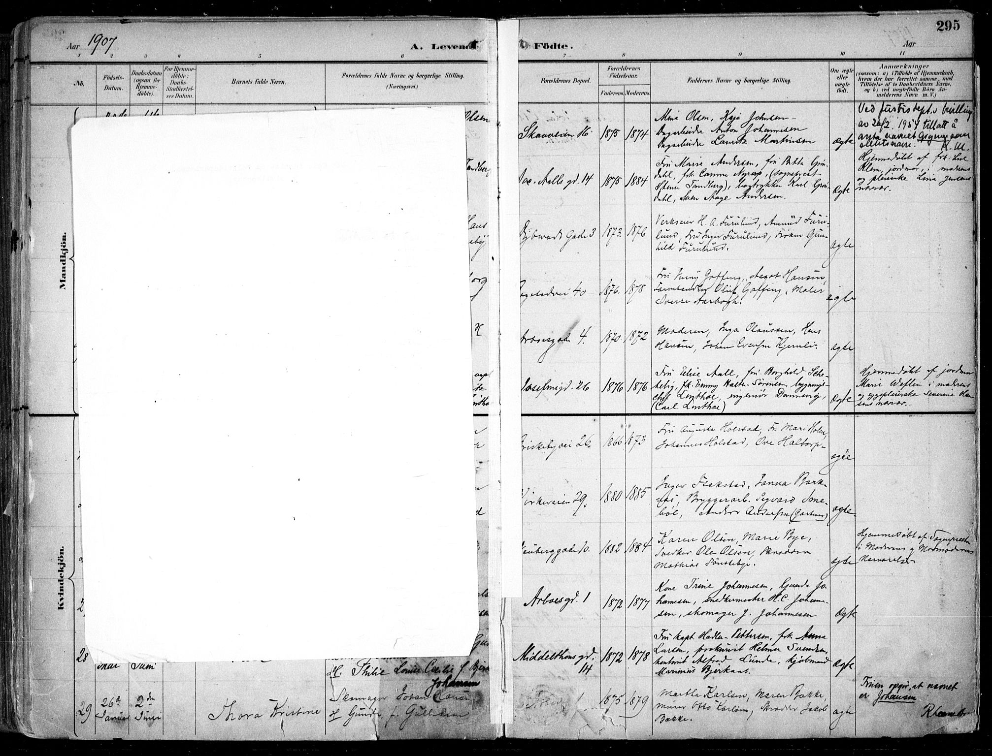 Uranienborg prestekontor Kirkebøker, AV/SAO-A-10877/F/Fa/L0005: Parish register (official) no. 5, 1895-1907, p. 295