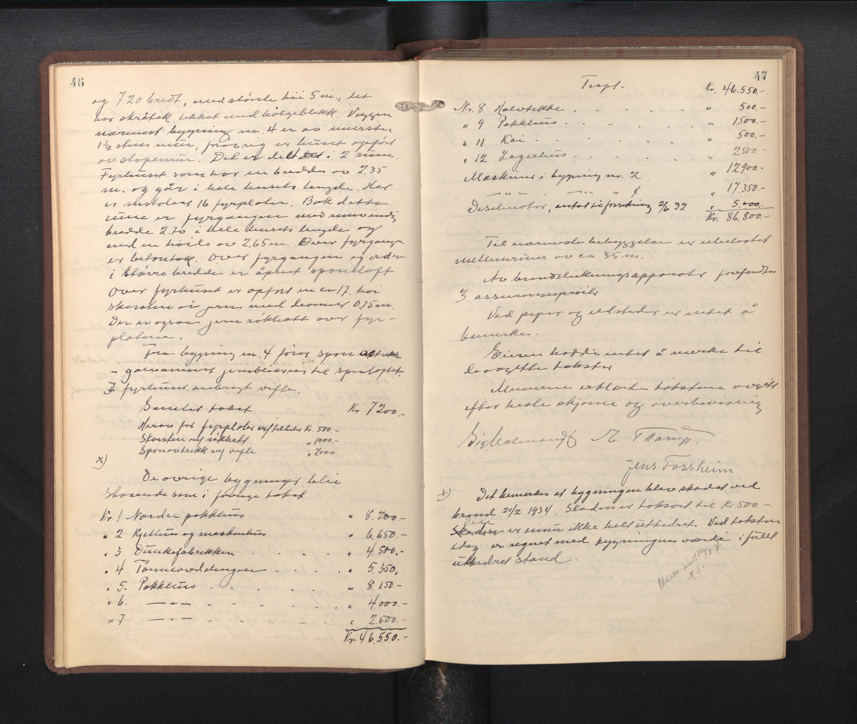 Lensmannen i Kvinnherad, AV/SAB-A-33301/1/0012/L0002: Branntakstprotokoll, 1927-1955, p. 46-47