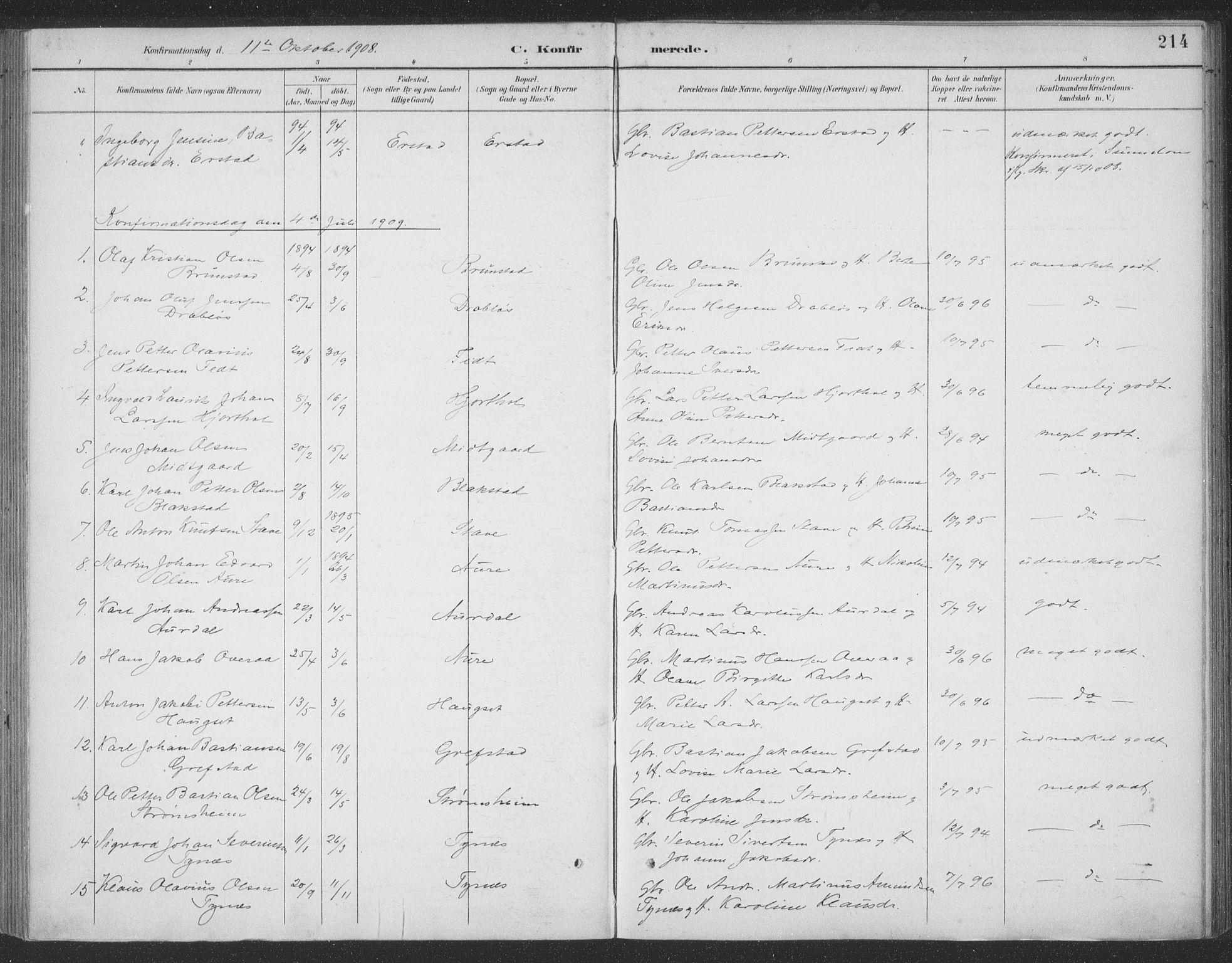 Ministerialprotokoller, klokkerbøker og fødselsregistre - Møre og Romsdal, SAT/A-1454/523/L0335: Parish register (official) no. 523A02, 1891-1911, p. 214