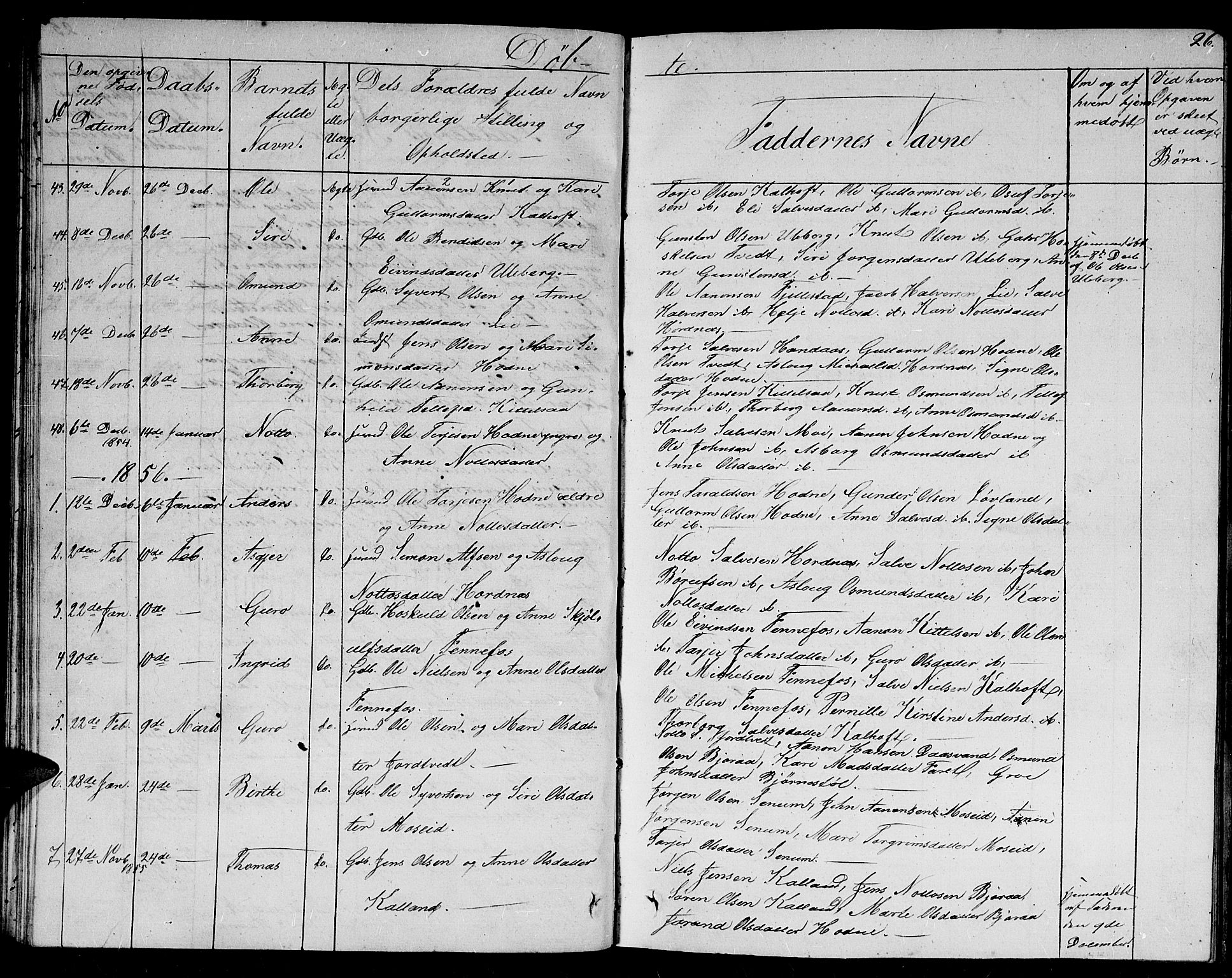 Evje sokneprestkontor, AV/SAK-1111-0008/F/Fb/Fbb/L0001: Parish register (copy) no. B 1, 1849-1878, p. 26