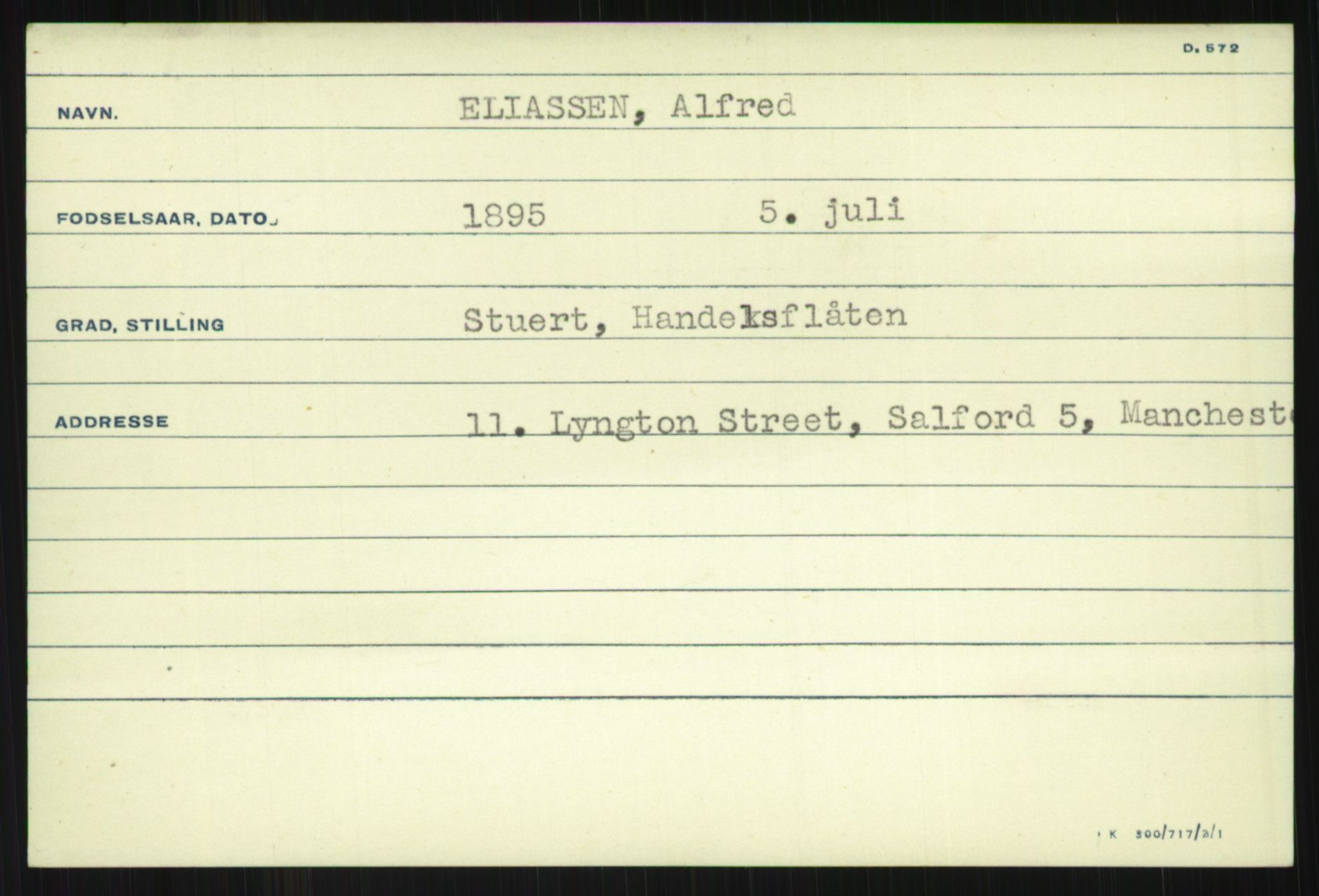 Direktoratet for sjømenn, AV/RA-S-3545/G/Gi/L0005: Alfabetisk ordnet kartotek over krigsdekorasjoner tildelt nordmenn under krigen, Ekeberg - Hendriksen, 1940-1945, p. 35
