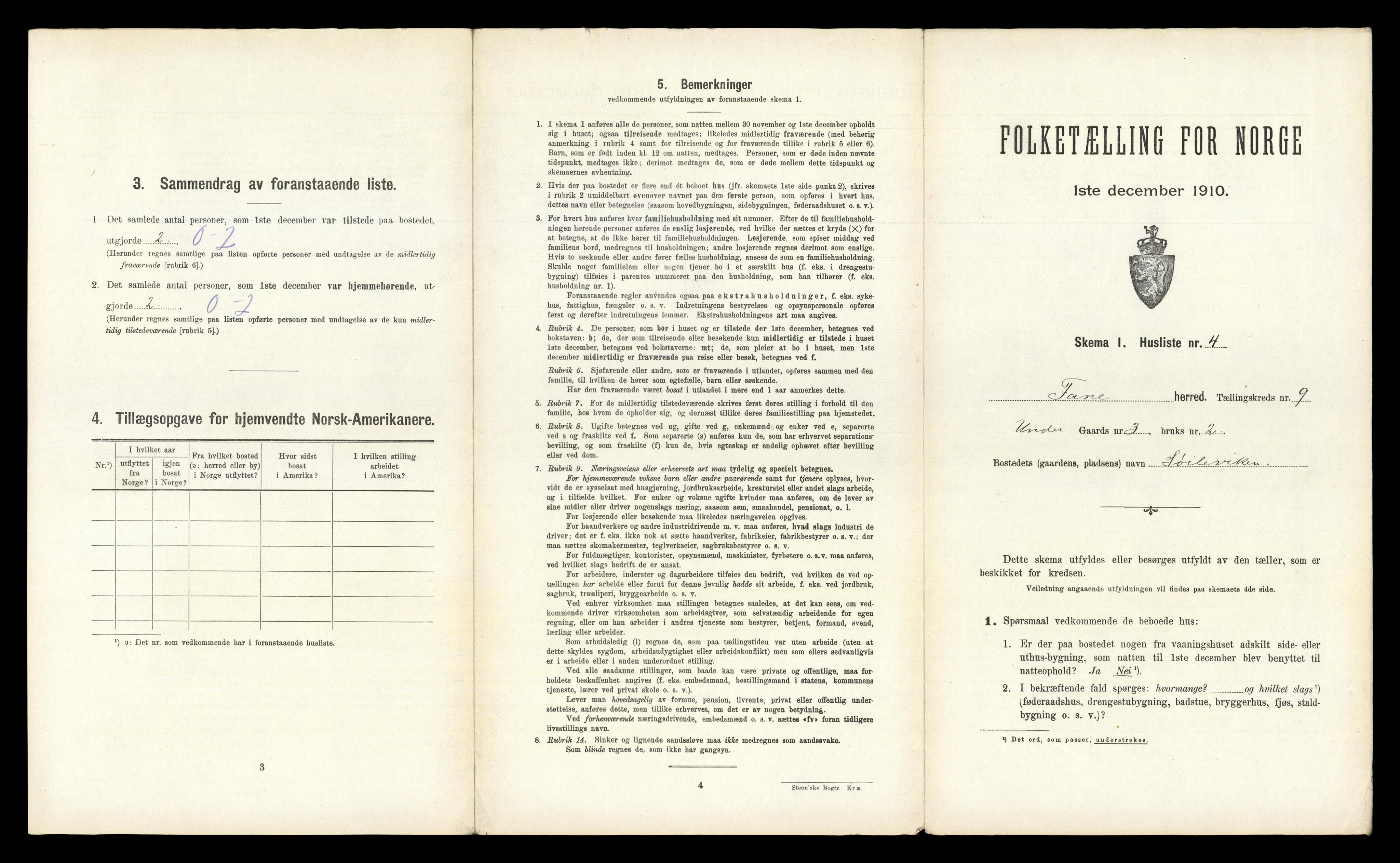 RA, 1910 census for Fana, 1910, p. 939