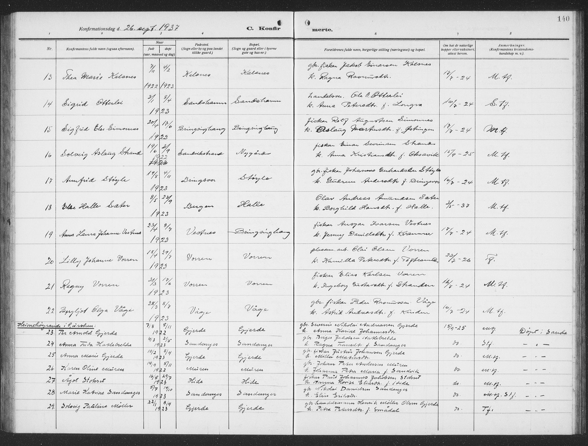 Ministerialprotokoller, klokkerbøker og fødselsregistre - Møre og Romsdal, AV/SAT-A-1454/503/L0051: Parish register (copy) no. 503C06, 1923-1938, p. 140