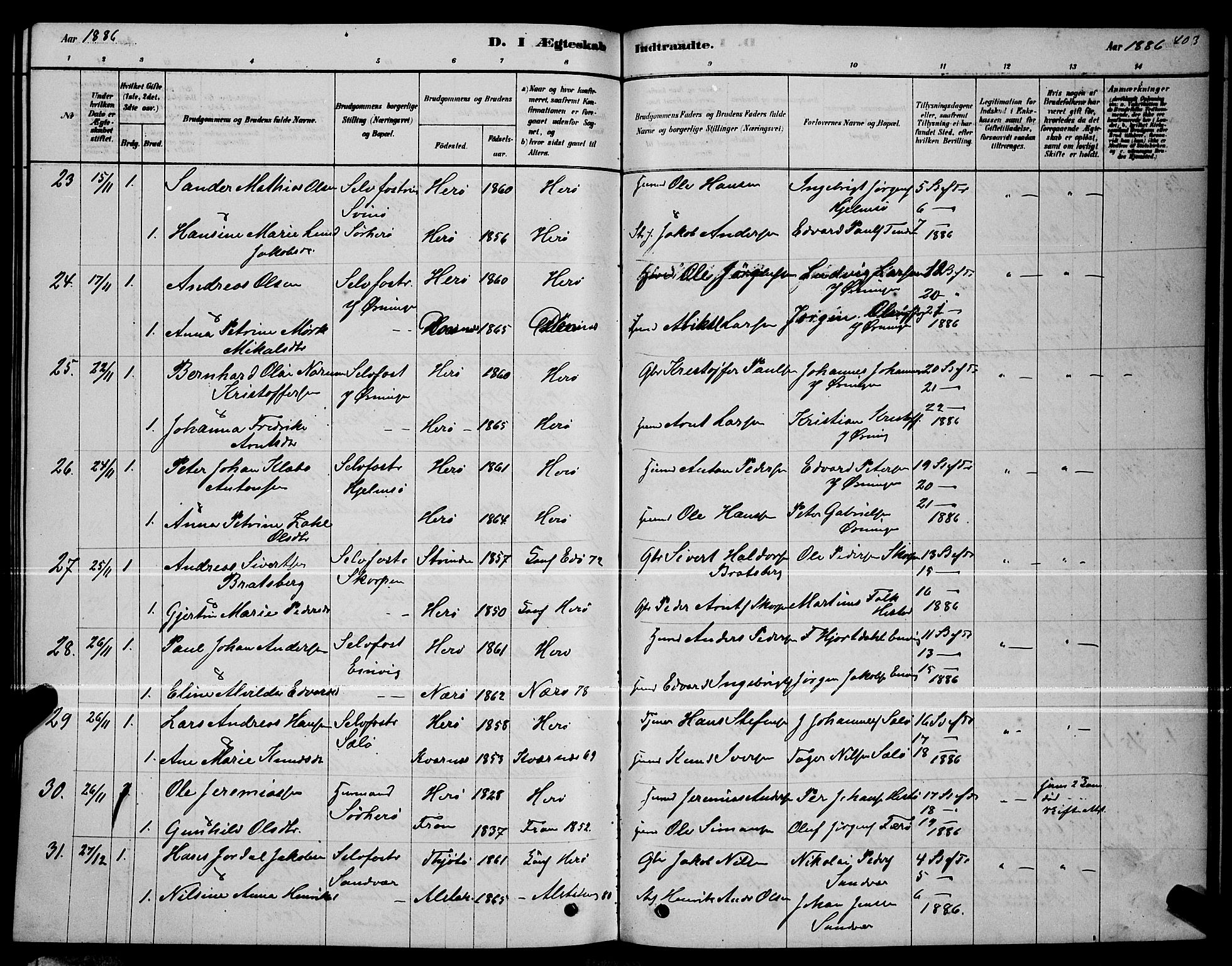 Ministerialprotokoller, klokkerbøker og fødselsregistre - Nordland, AV/SAT-A-1459/834/L0513: Parish register (copy) no. 834C04, 1877-1892, p. 403