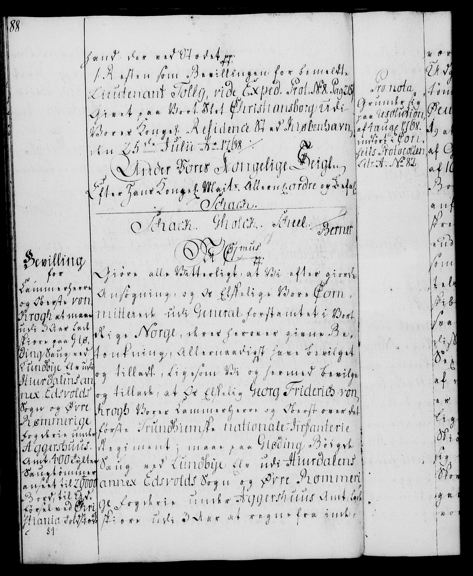 Rentekammeret, Kammerkanselliet, AV/RA-EA-3111/G/Gg/Gga/L0008: Norsk ekspedisjonsprotokoll med register (merket RK 53.8), 1768-1771, p. 88