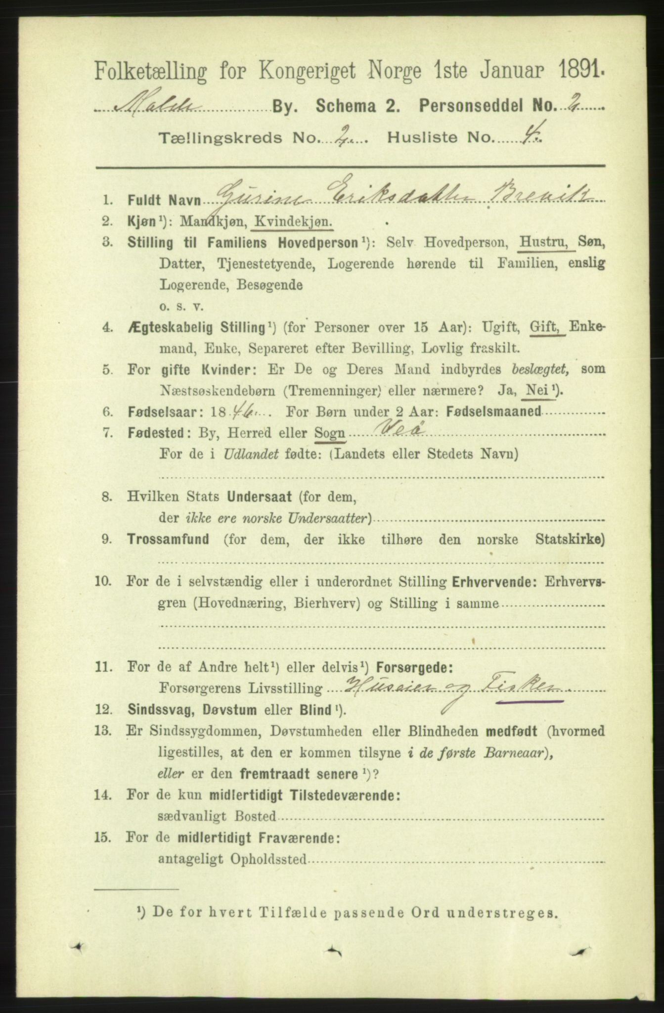 RA, 1891 census for 1502 Molde, 1891, p. 1458