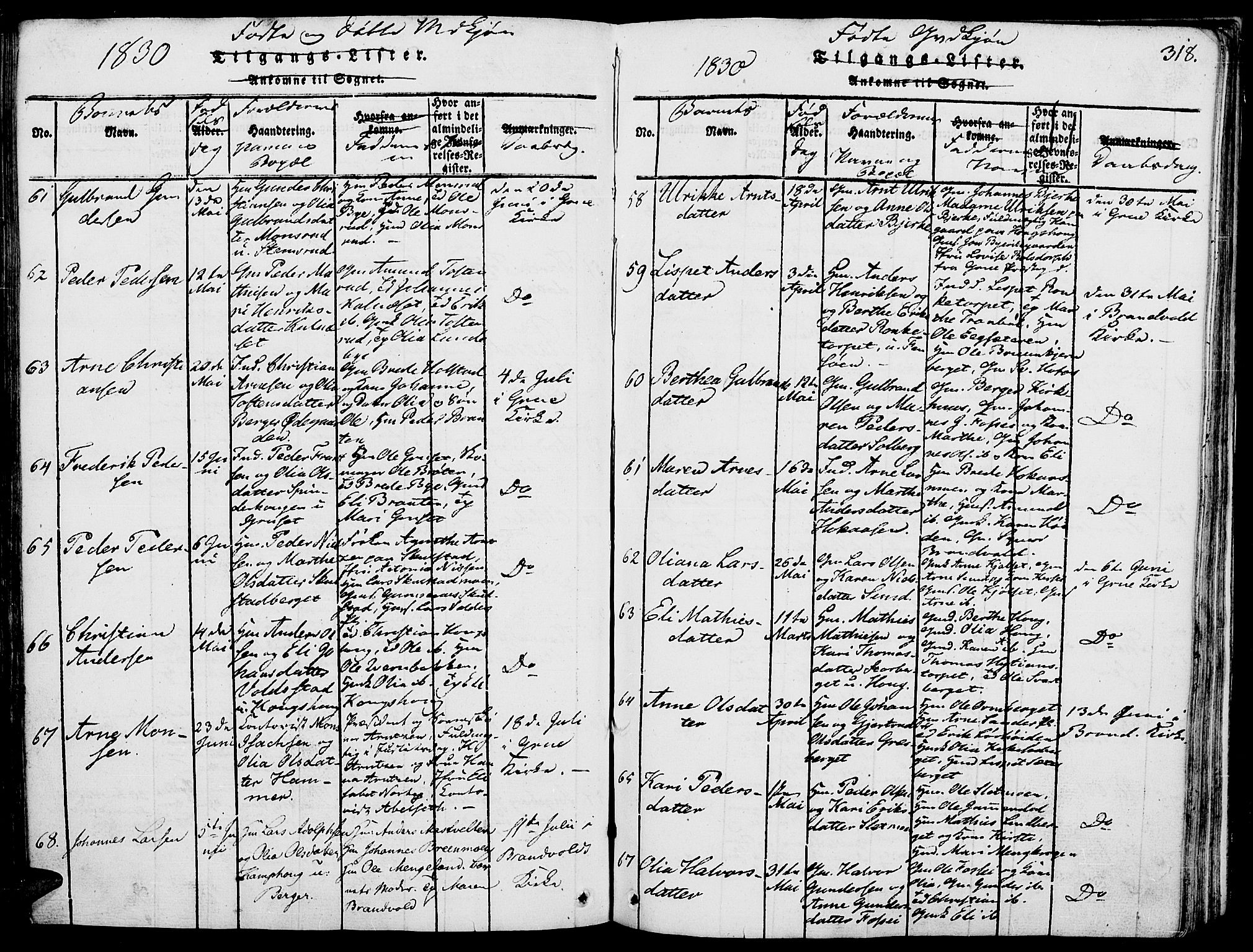 Grue prestekontor, AV/SAH-PREST-036/H/Ha/Haa/L0006: Parish register (official) no. 6, 1814-1830, p. 318