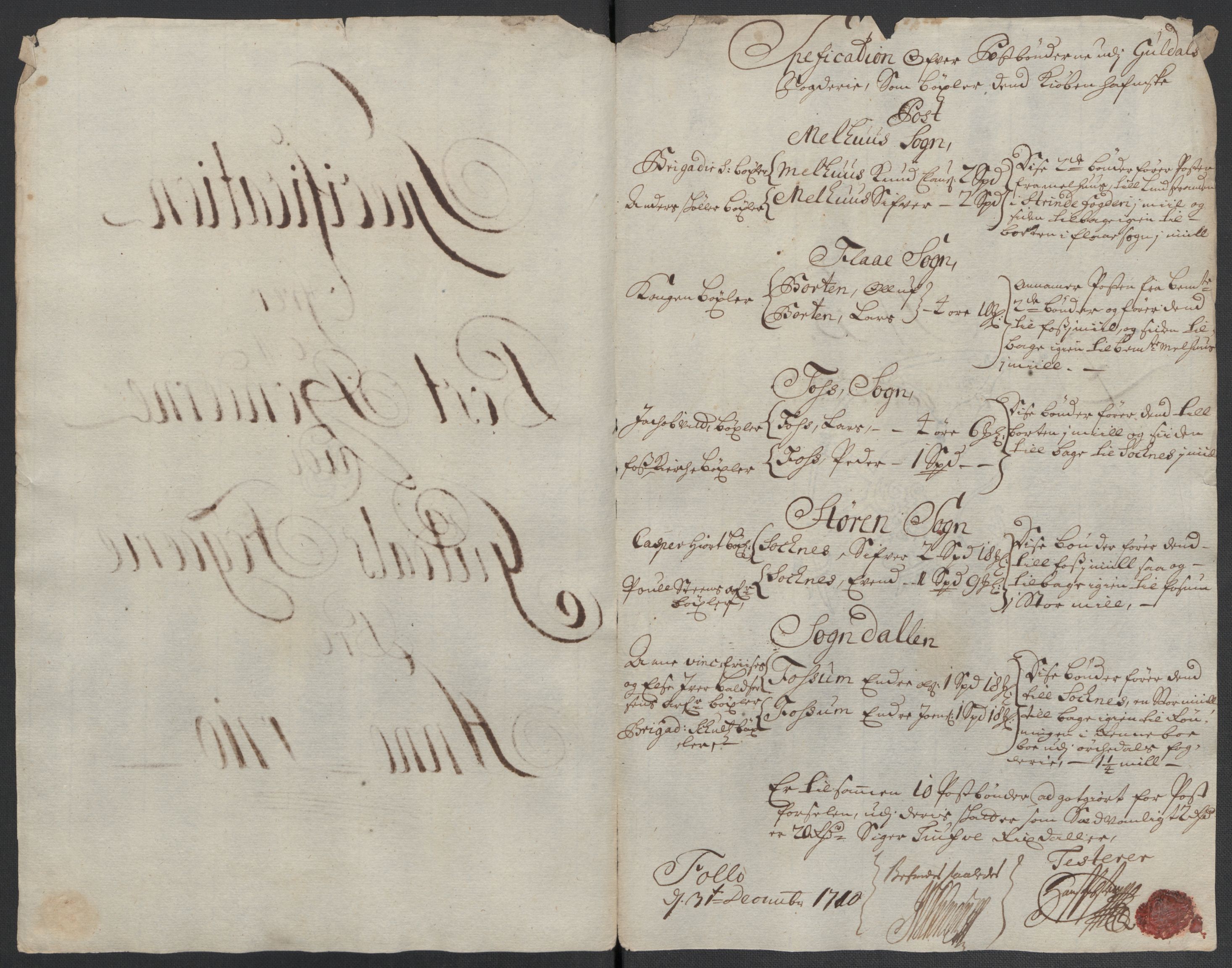 Rentekammeret inntil 1814, Reviderte regnskaper, Fogderegnskap, RA/EA-4092/R60/L3960: Fogderegnskap Orkdal og Gauldal, 1710, p. 408