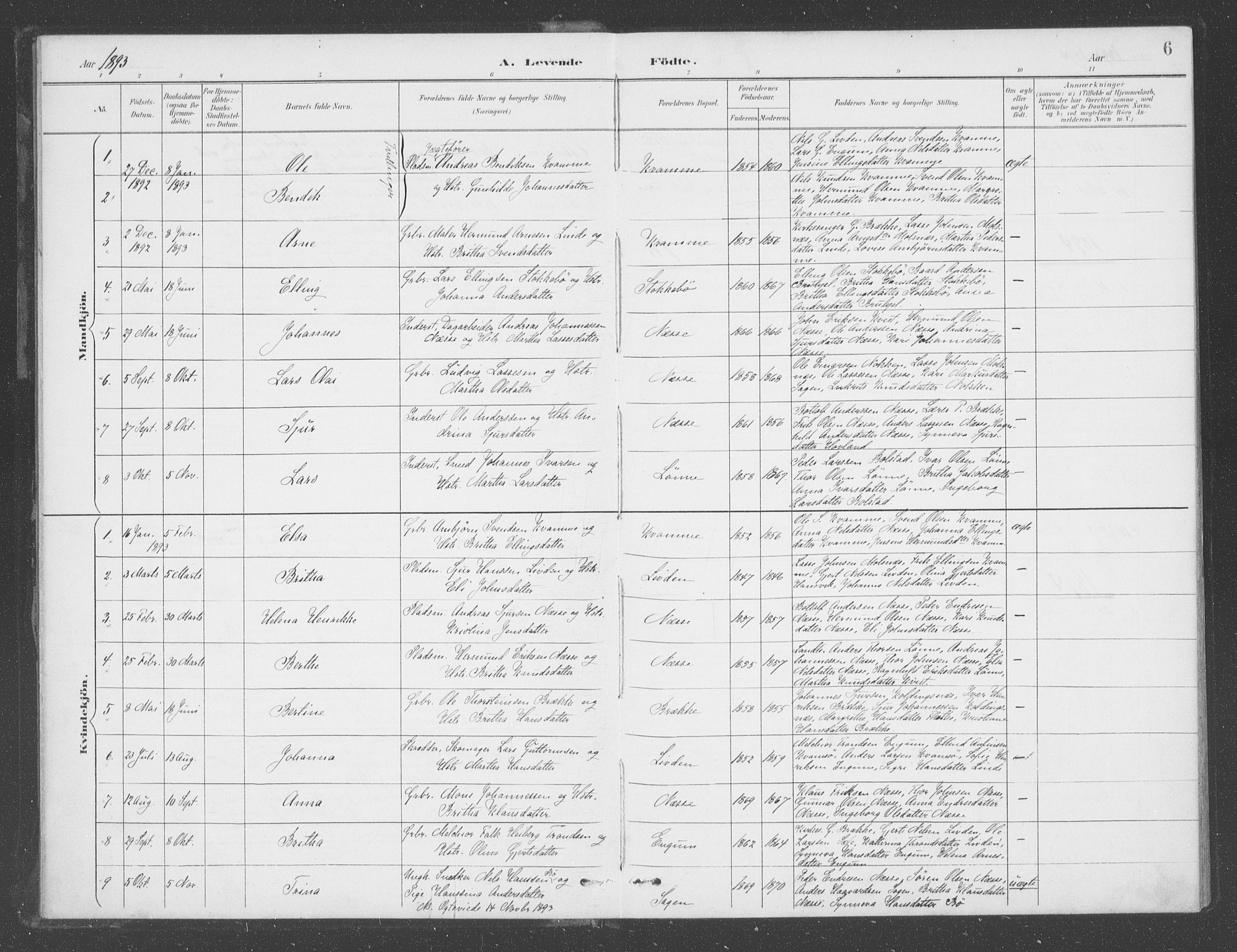 Vik sokneprestembete, AV/SAB-A-81501/H/Haa/Haad/L0002: Parish register (official) no. D  2, 1891-1907, p. 6