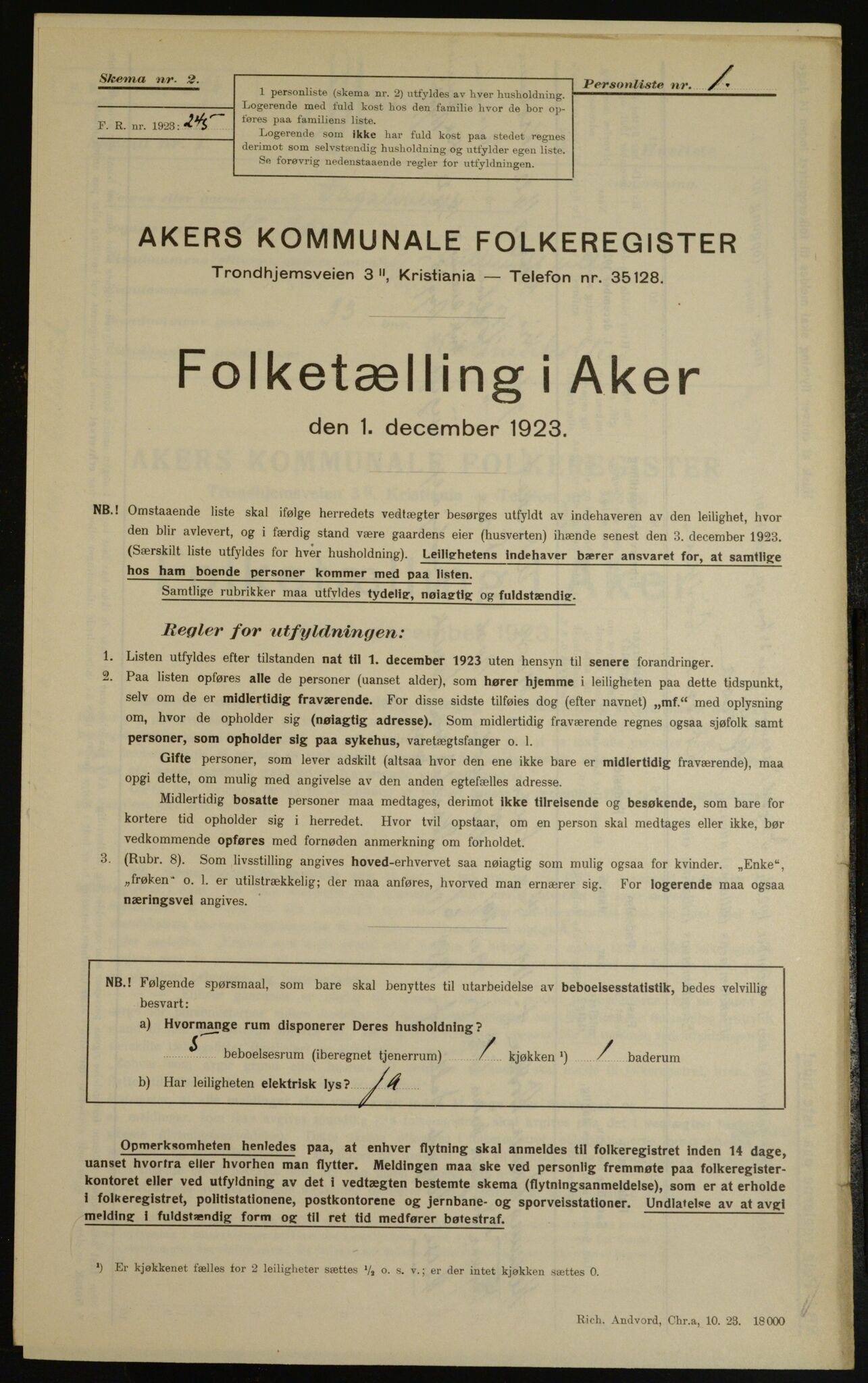 , Municipal Census 1923 for Aker, 1923, p. 8842