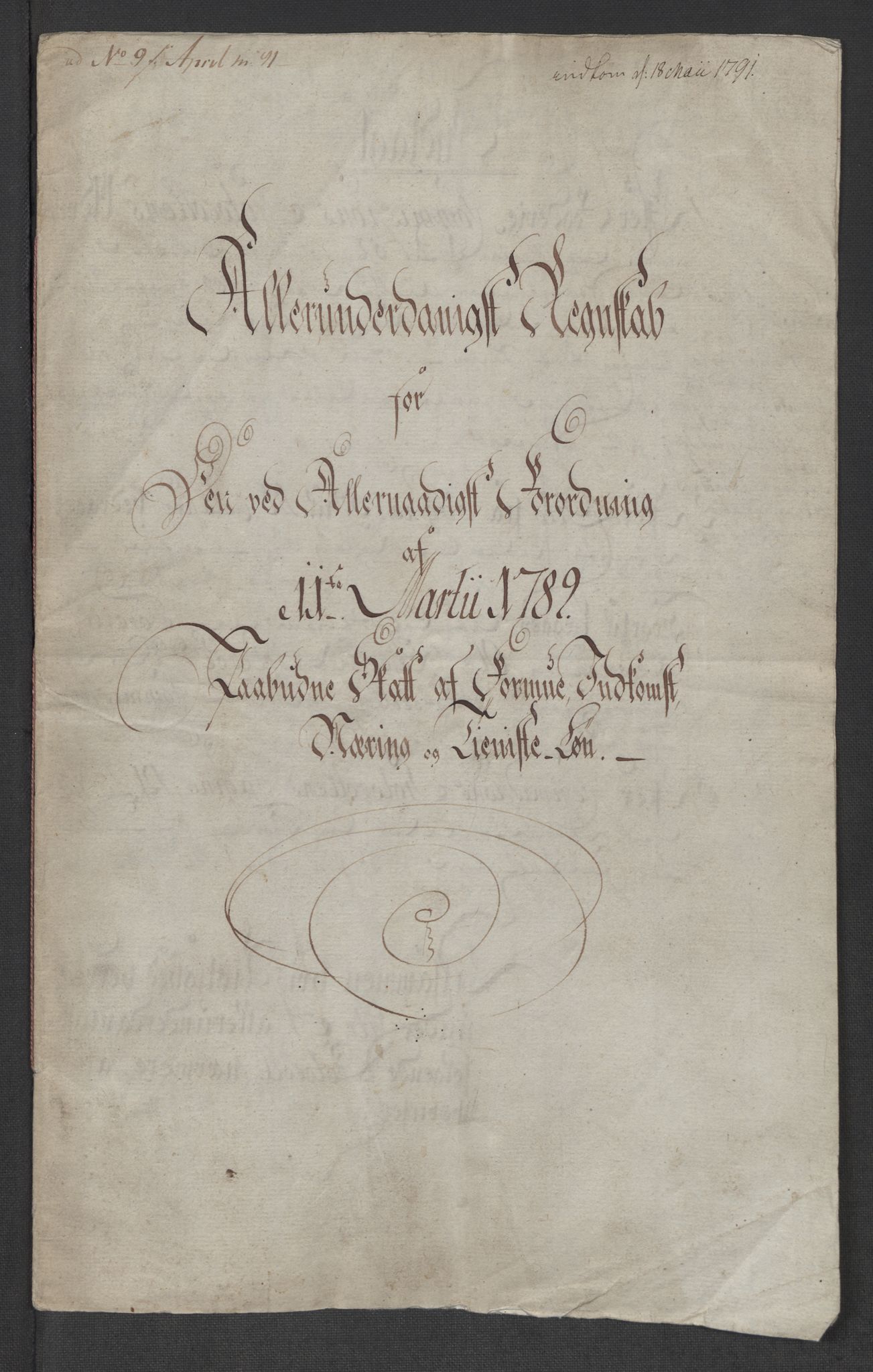 Rentekammeret inntil 1814, Reviderte regnskaper, Mindre regnskaper, AV/RA-EA-4068/Rf/Rfe/L0031: Nordmøre fogderi, Numedal og Sandsvær fogderi, 1789, p. 298