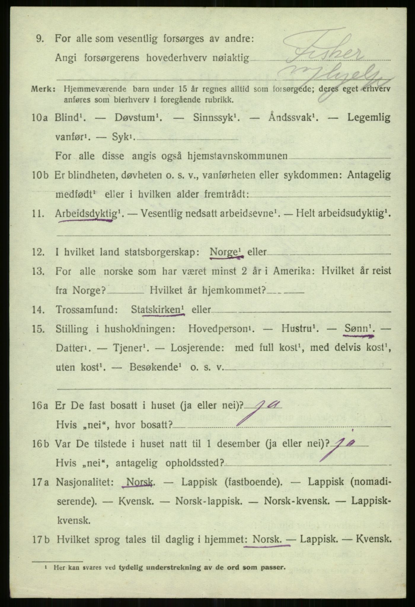 SATØ, 1920 census for Helgøy, 1920, p. 1524