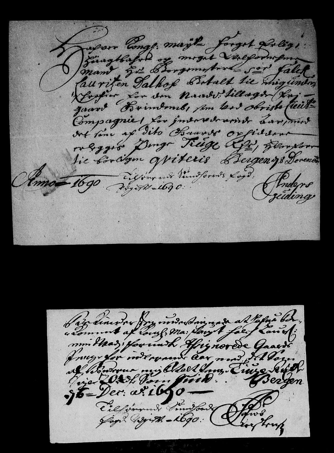 Rentekammeret inntil 1814, Reviderte regnskaper, Stiftamtstueregnskaper, Bergen stiftamt, RA/EA-6043/R/Rc/L0092: Bergen stiftamt, 1689-1690