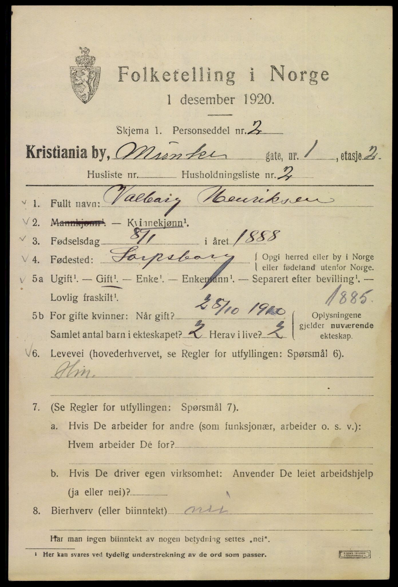 SAO, 1920 census for Kristiania, 1920, p. 404639