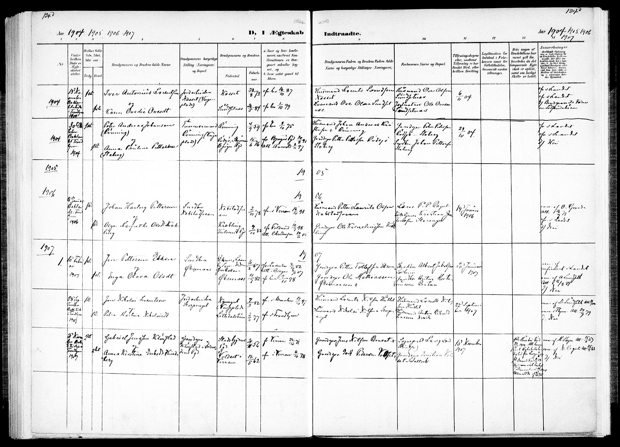 Ministerialprotokoller, klokkerbøker og fødselsregistre - Nord-Trøndelag, SAT/A-1458/733/L0325: Parish register (official) no. 733A04, 1884-1908, p. 124d