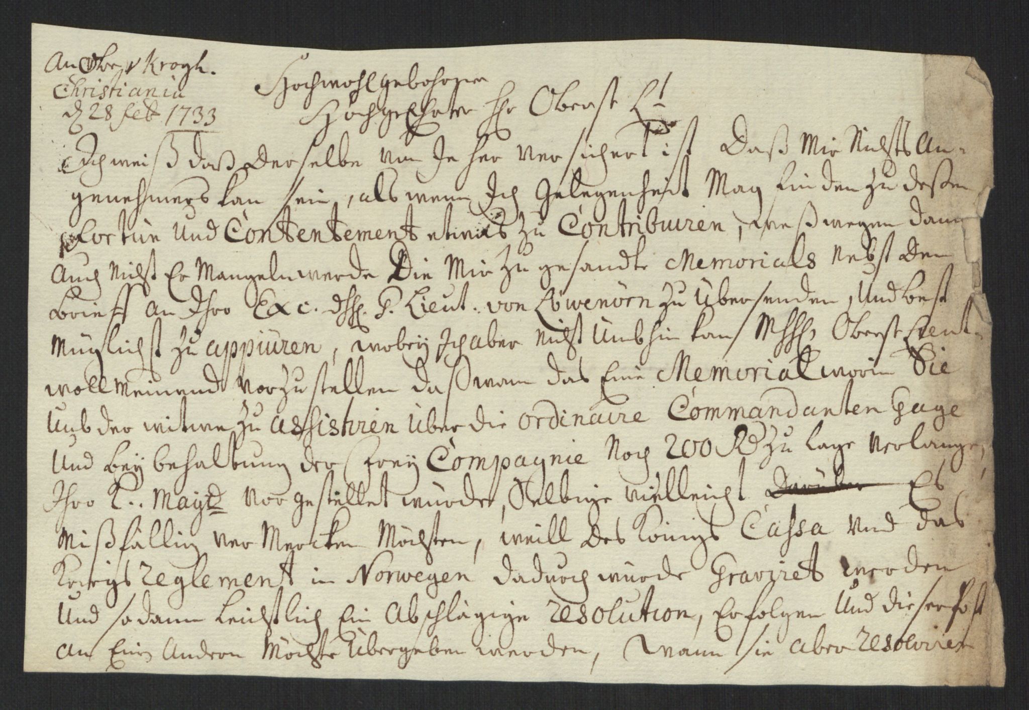 Kommanderende general (KG I) med Det norske krigsdirektorium, AV/RA-EA-5419/B/L0013: Kommanderende generals konsepter, 1730-1733, p. 593