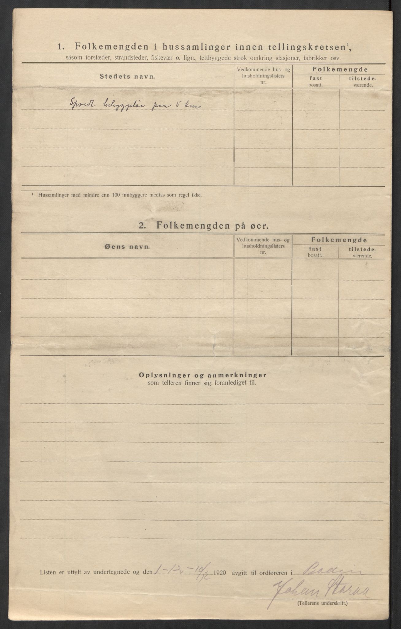 SAT, 1920 census for Bodin, 1920, p. 52