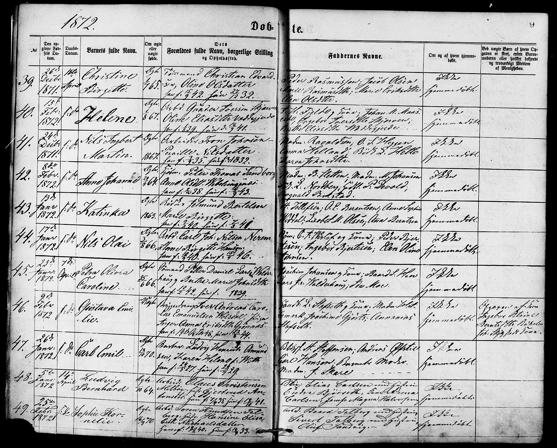 Ministerialprotokoller, klokkerbøker og fødselsregistre - Møre og Romsdal, SAT/A-1454/529/L0453: Parish register (official) no. 529A03, 1872-1877, p. 9