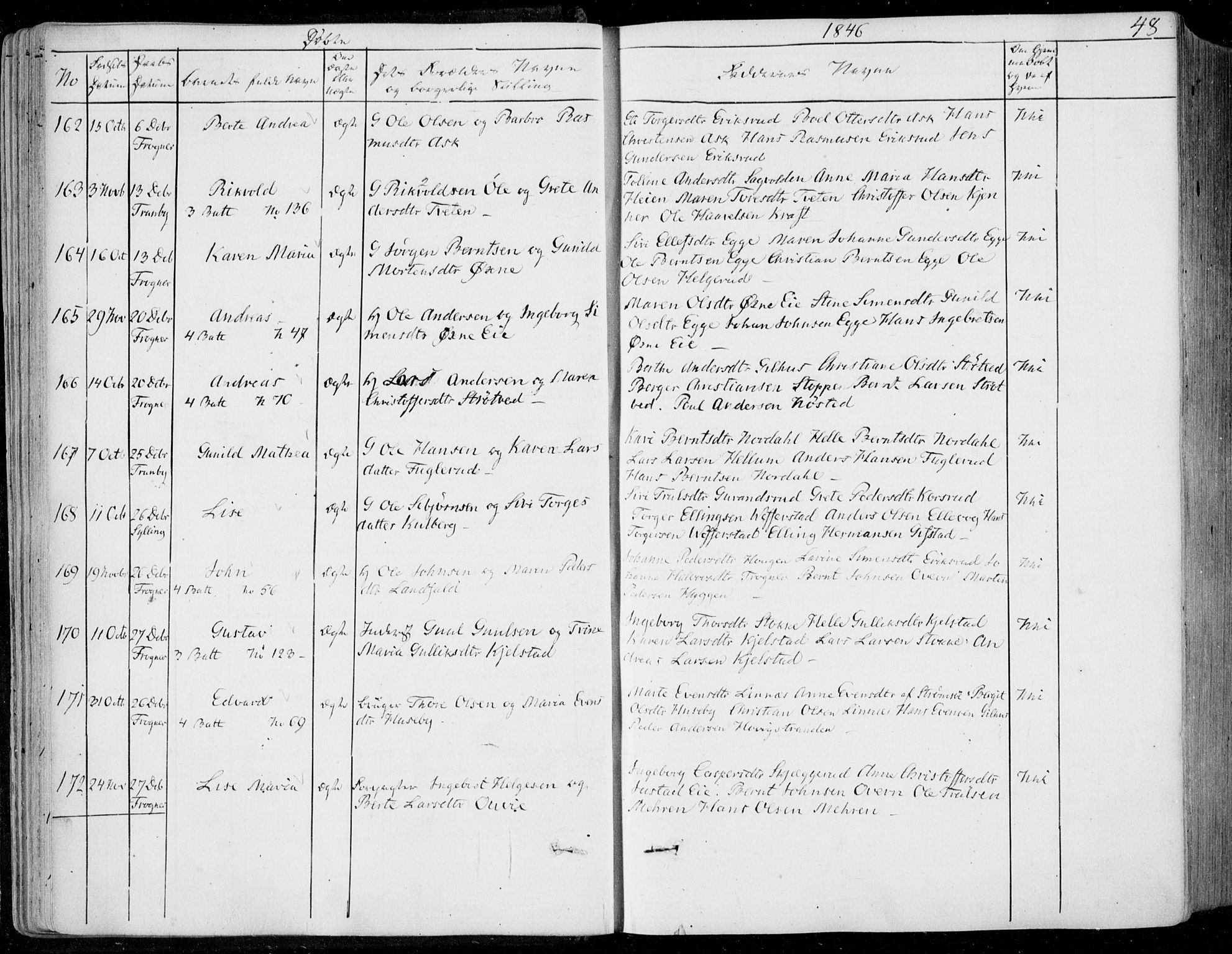 Lier kirkebøker, AV/SAKO-A-230/F/Fa/L0011: Parish register (official) no. I 11, 1843-1854, p. 48