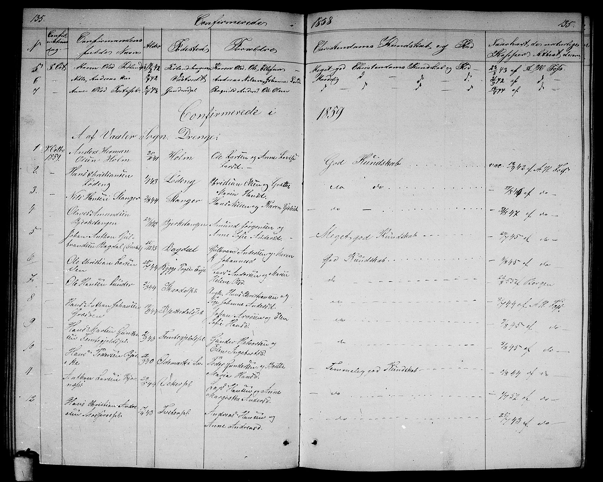 Våler prestekontor Kirkebøker, SAO/A-11083/G/Ga/L0002: Parish register (copy) no. I 2, 1839-1860, p. 135