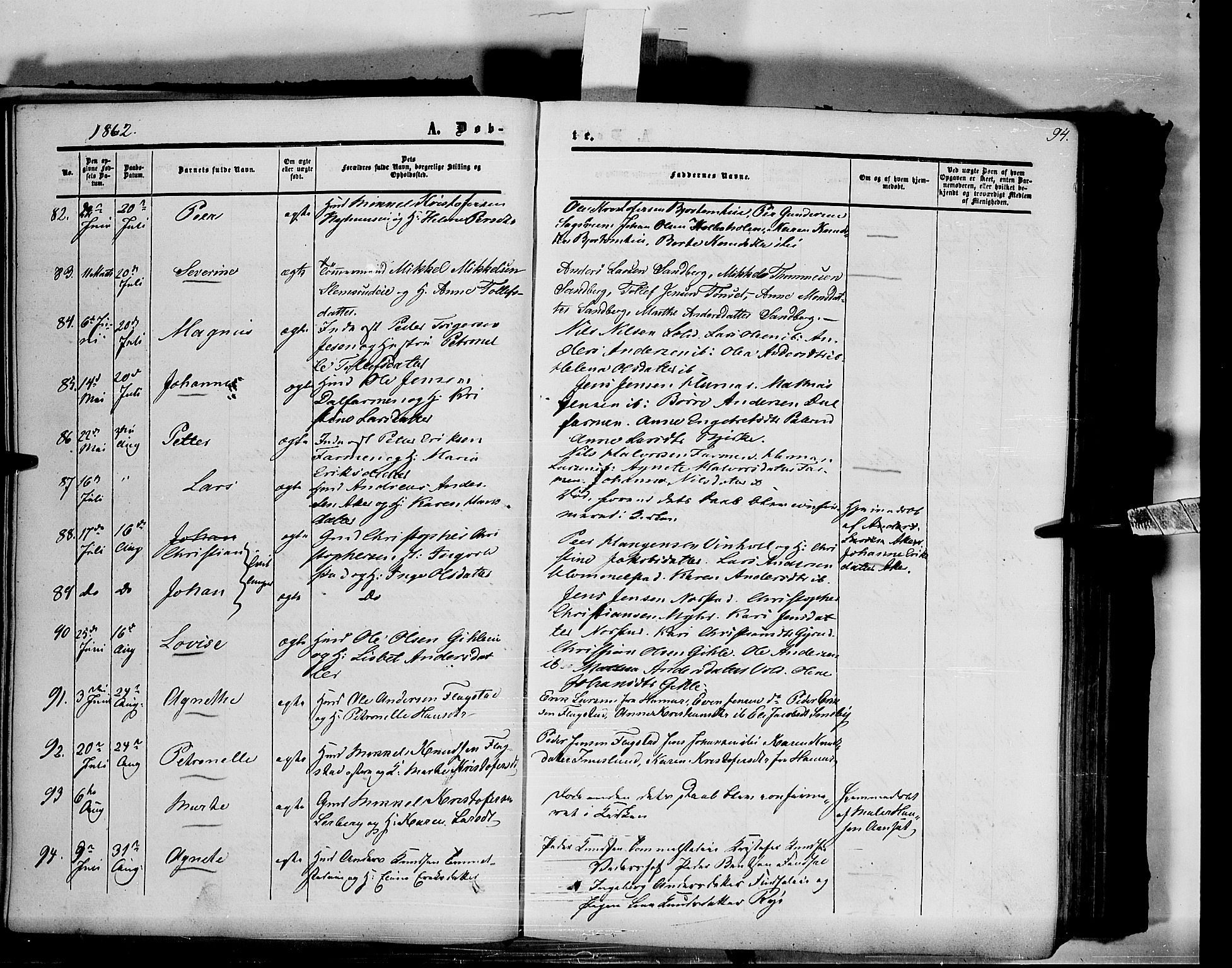 Vang prestekontor, Hedmark, SAH/PREST-008/H/Ha/Haa/L0012: Parish register (official) no. 12, 1855-1870, p. 94