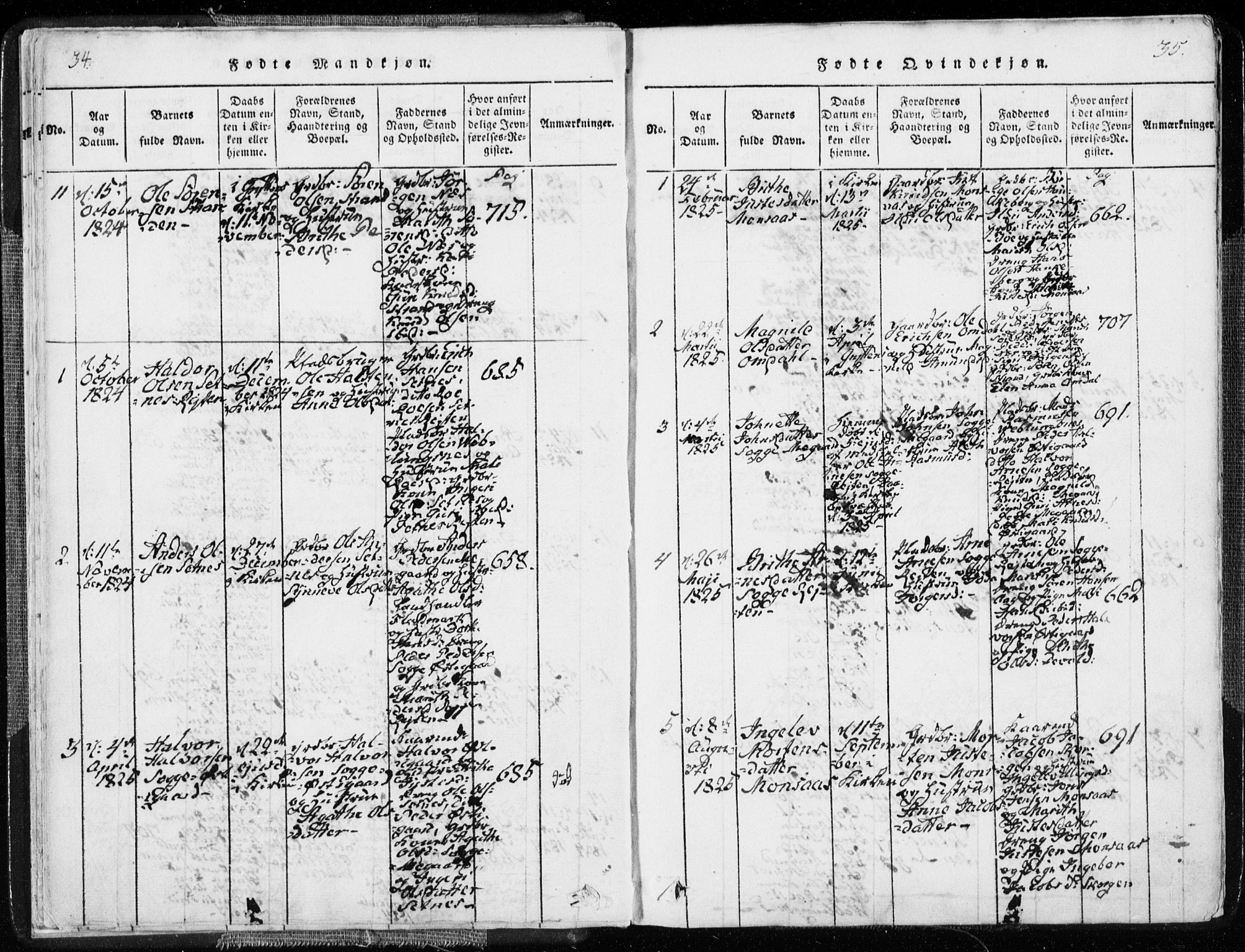 Ministerialprotokoller, klokkerbøker og fødselsregistre - Møre og Romsdal, AV/SAT-A-1454/544/L0571: Parish register (official) no. 544A04, 1818-1853, p. 34-35