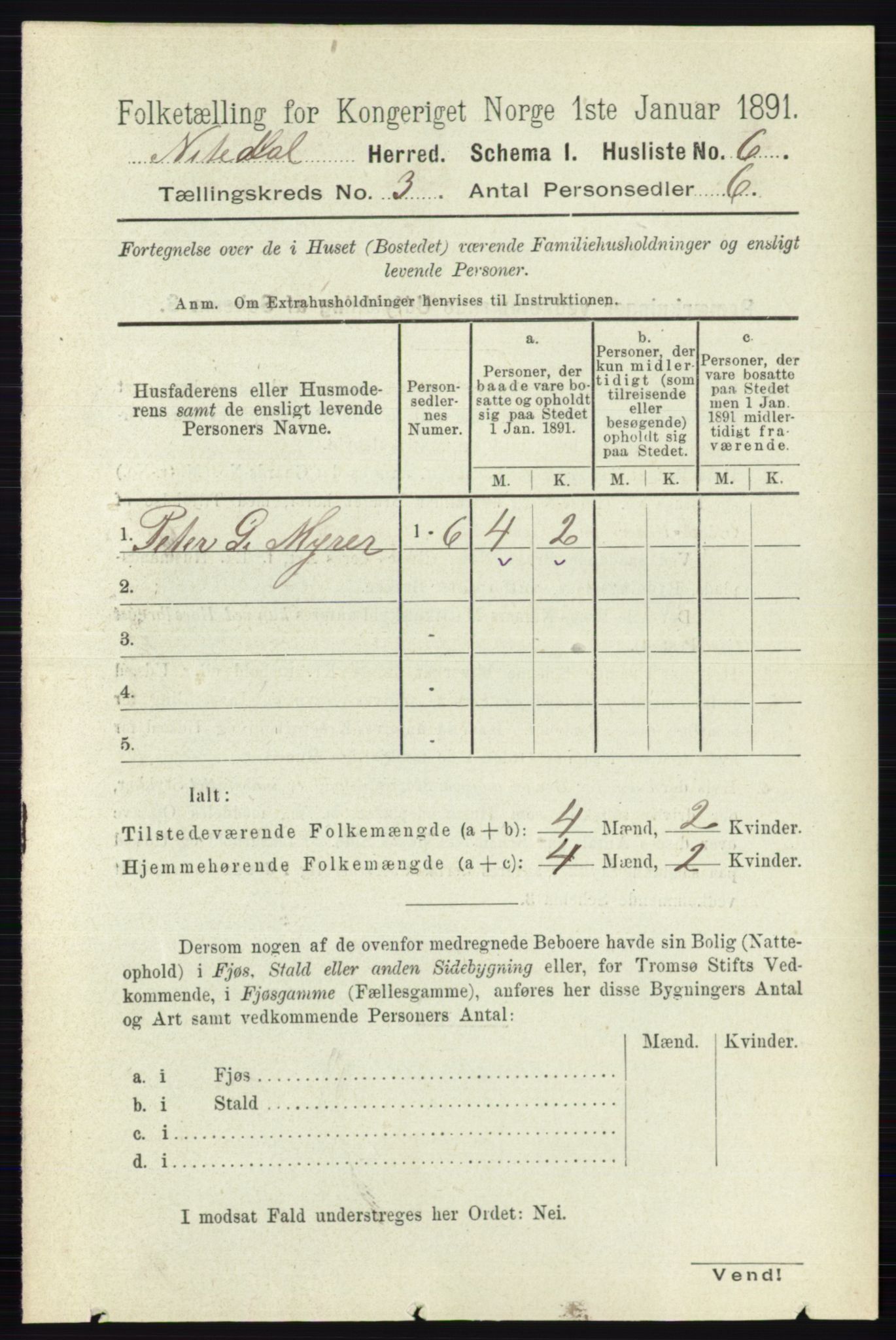 RA, 1891 census for 0233 Nittedal, 1891, p. 1131