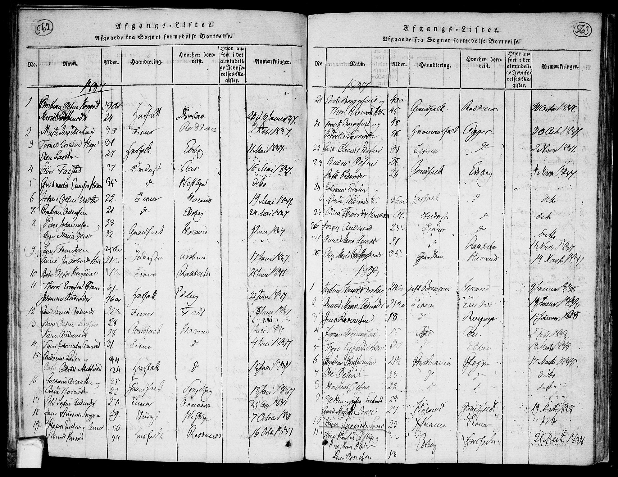 Trøgstad prestekontor Kirkebøker, SAO/A-10925/F/Fa/L0006: Parish register (official) no. I 6, 1815-1844, p. 562-563