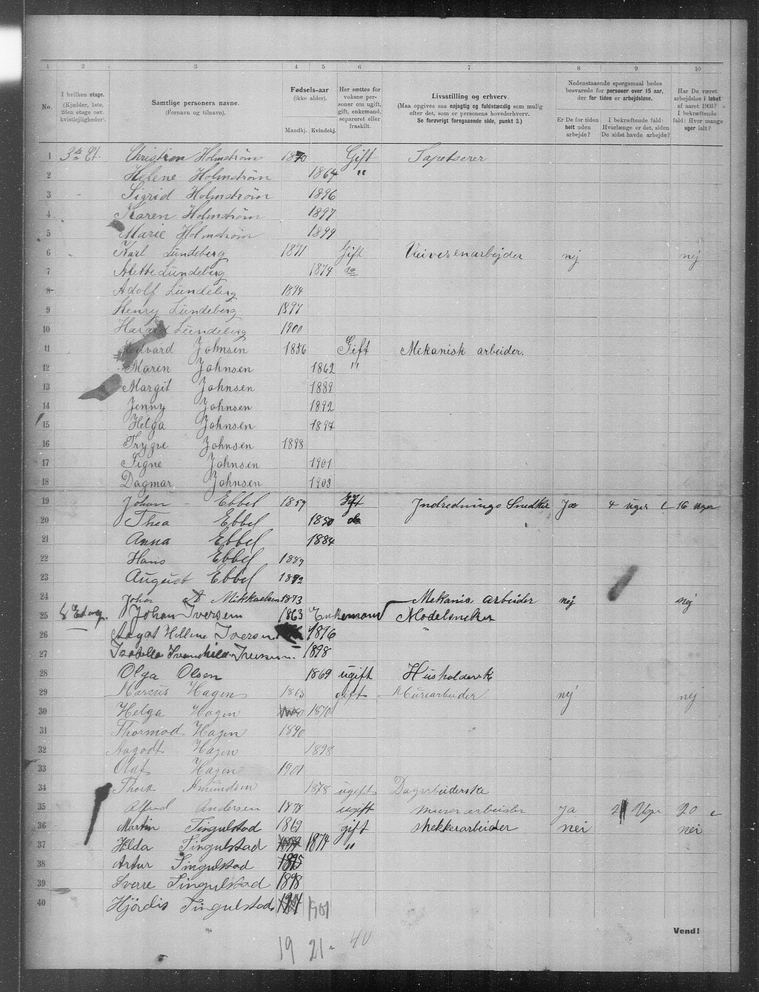 OBA, Municipal Census 1903 for Kristiania, 1903, p. 19058