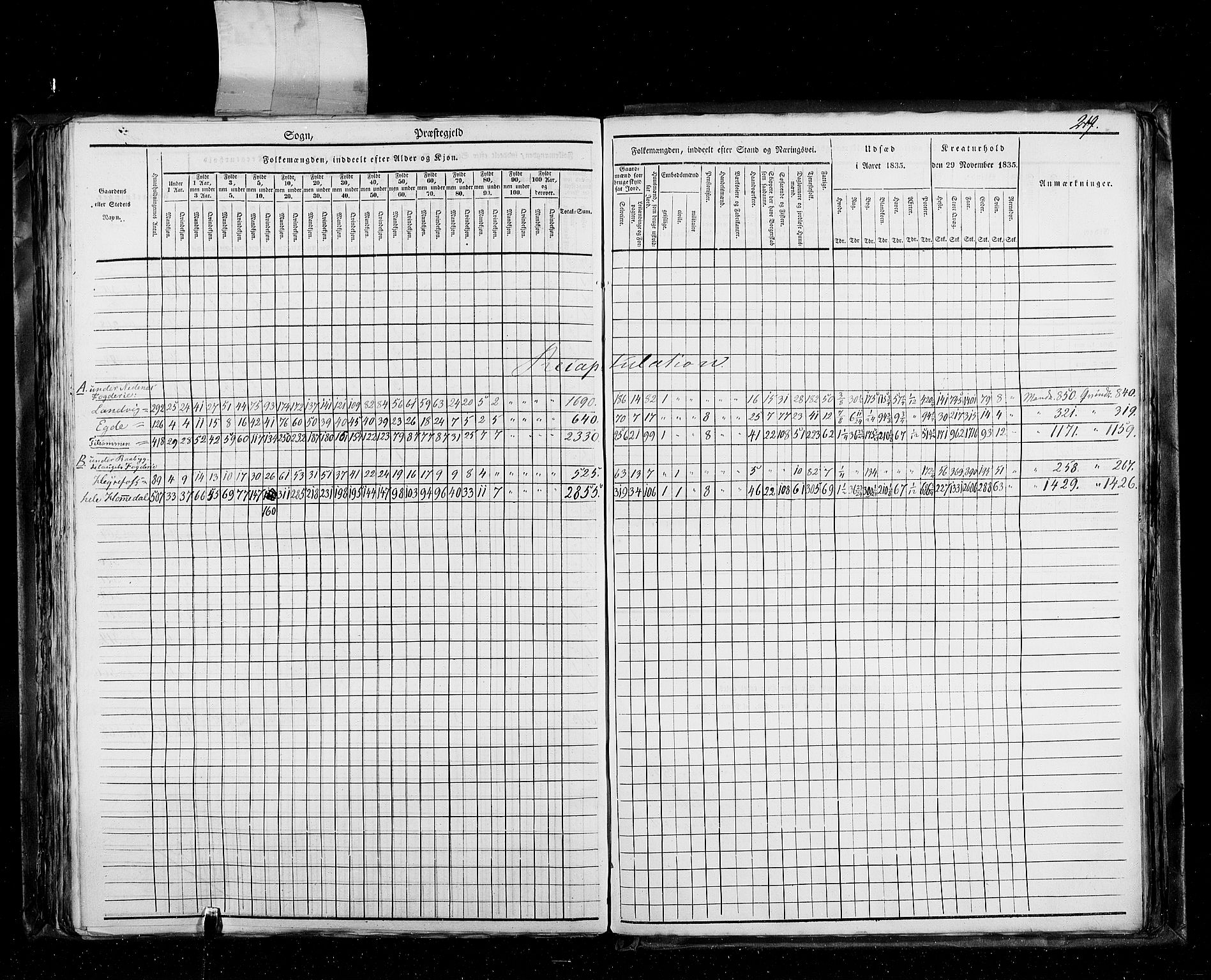 RA, Census 1835, vol. 5: Bratsberg amt og Nedenes og Råbyggelaget amt, 1835, p. 219