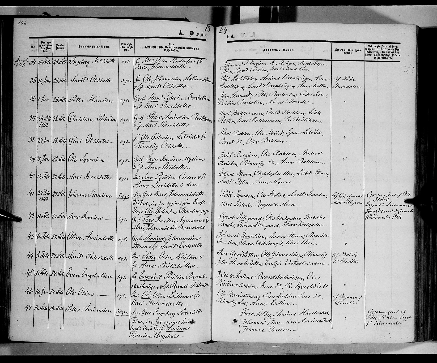 Nord-Fron prestekontor, AV/SAH-PREST-080/H/Ha/Haa/L0001: Parish register (official) no. 1, 1851-1864, p. 146