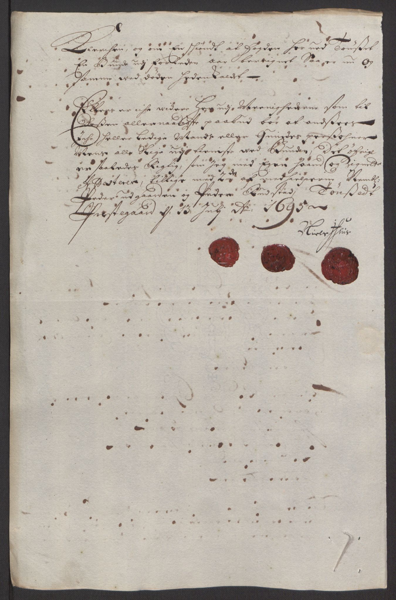 Rentekammeret inntil 1814, Reviderte regnskaper, Fogderegnskap, RA/EA-4092/R13/L0833: Fogderegnskap Solør, Odal og Østerdal, 1695, p. 282