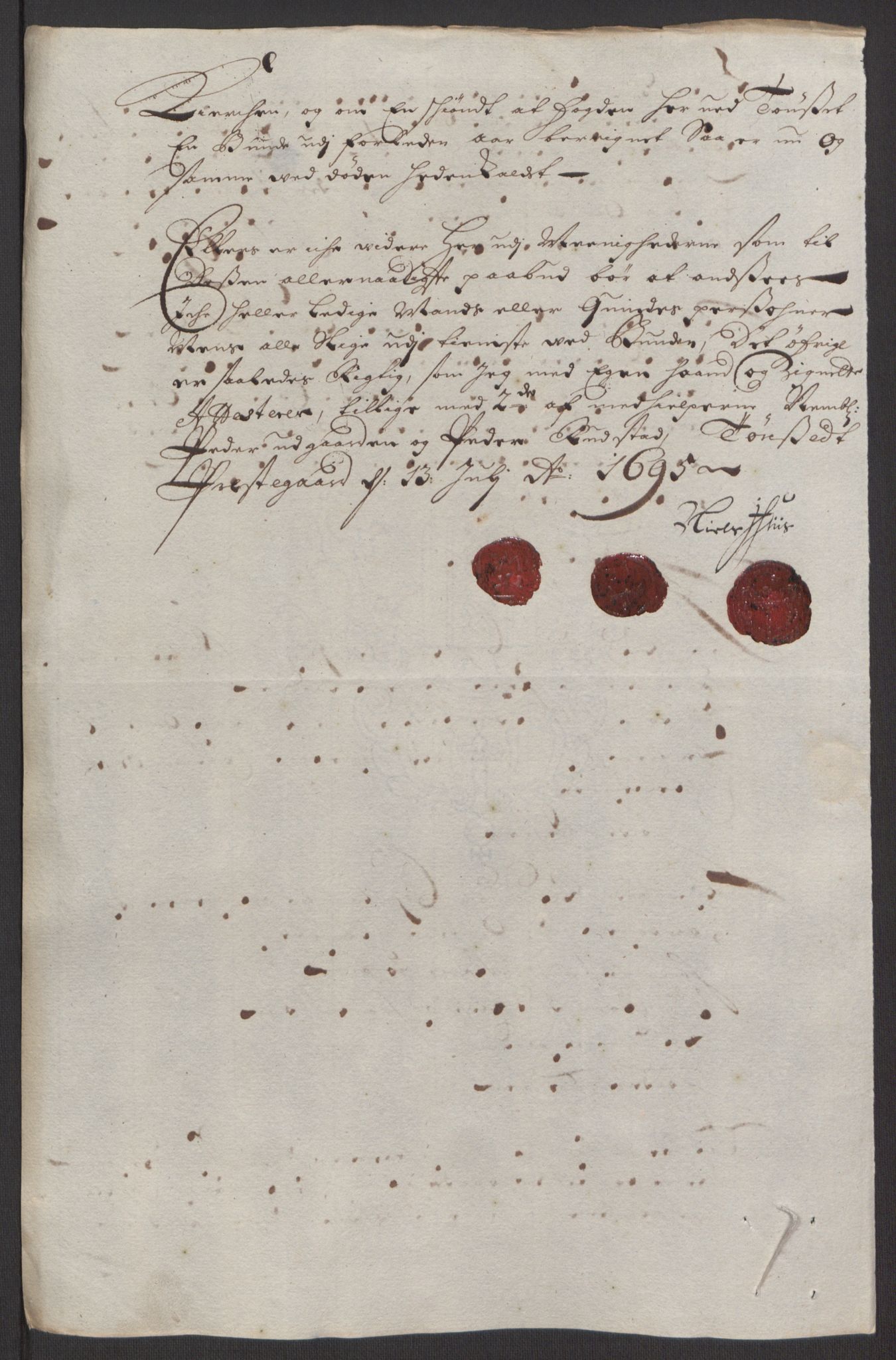 Rentekammeret inntil 1814, Reviderte regnskaper, Fogderegnskap, AV/RA-EA-4092/R13/L0833: Fogderegnskap Solør, Odal og Østerdal, 1695, p. 282