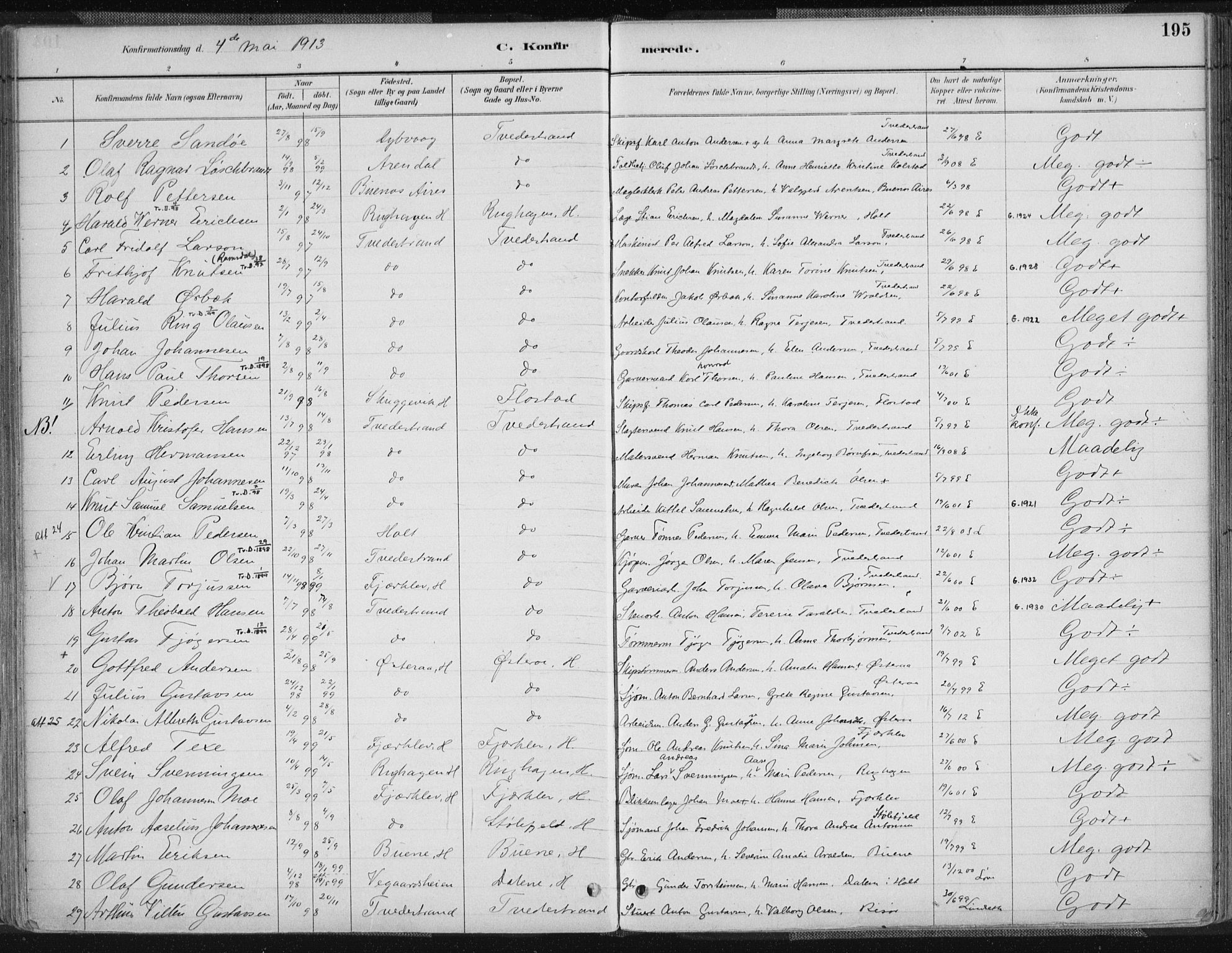 Tvedestrand sokneprestkontor, SAK/1111-0042/F/Fa/L0001: Parish register (official) no. A 1, 1885-1916, p. 195