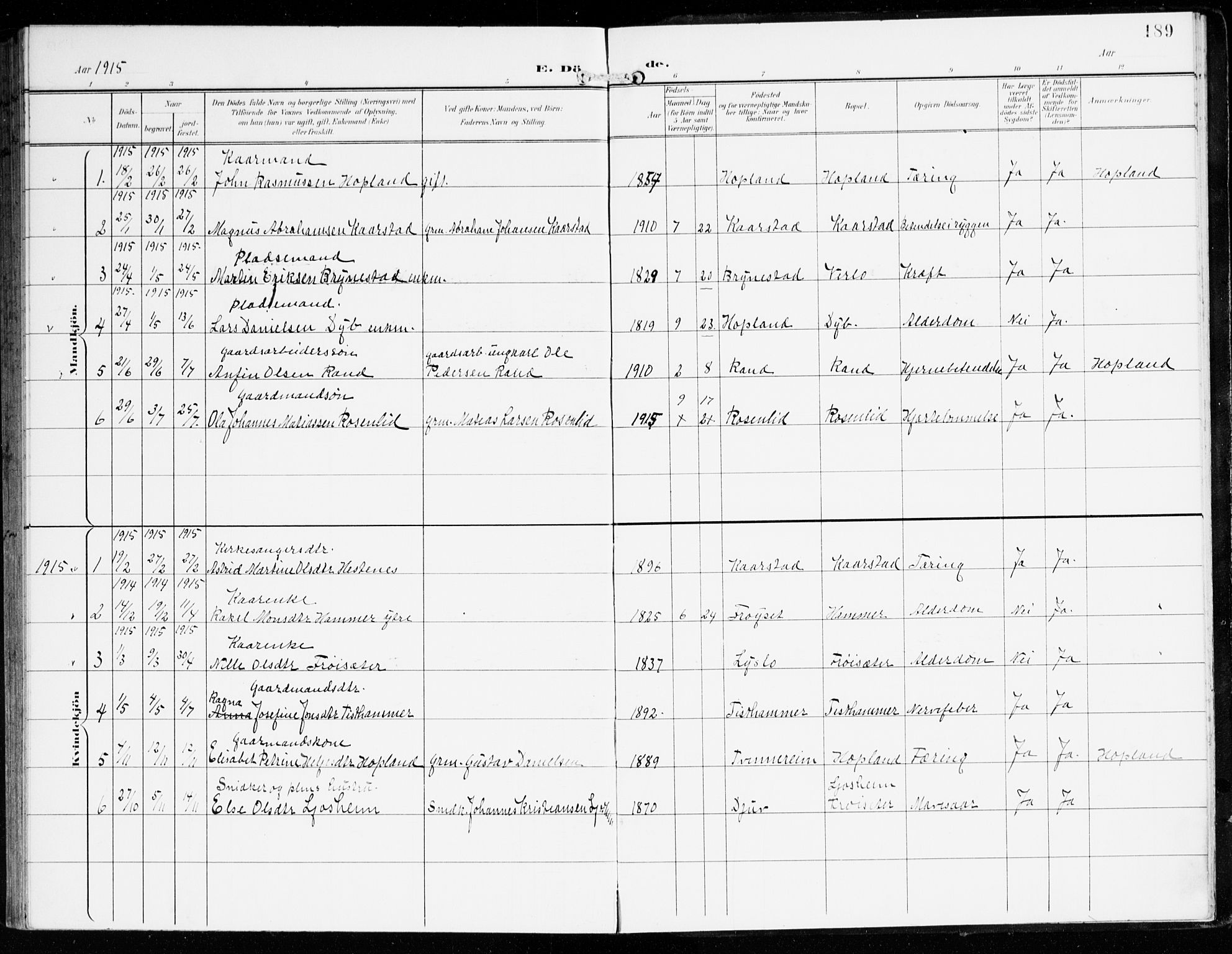 Innvik sokneprestembete, AV/SAB-A-80501: Parish register (official) no. D 2, 1900-1921, p. 189