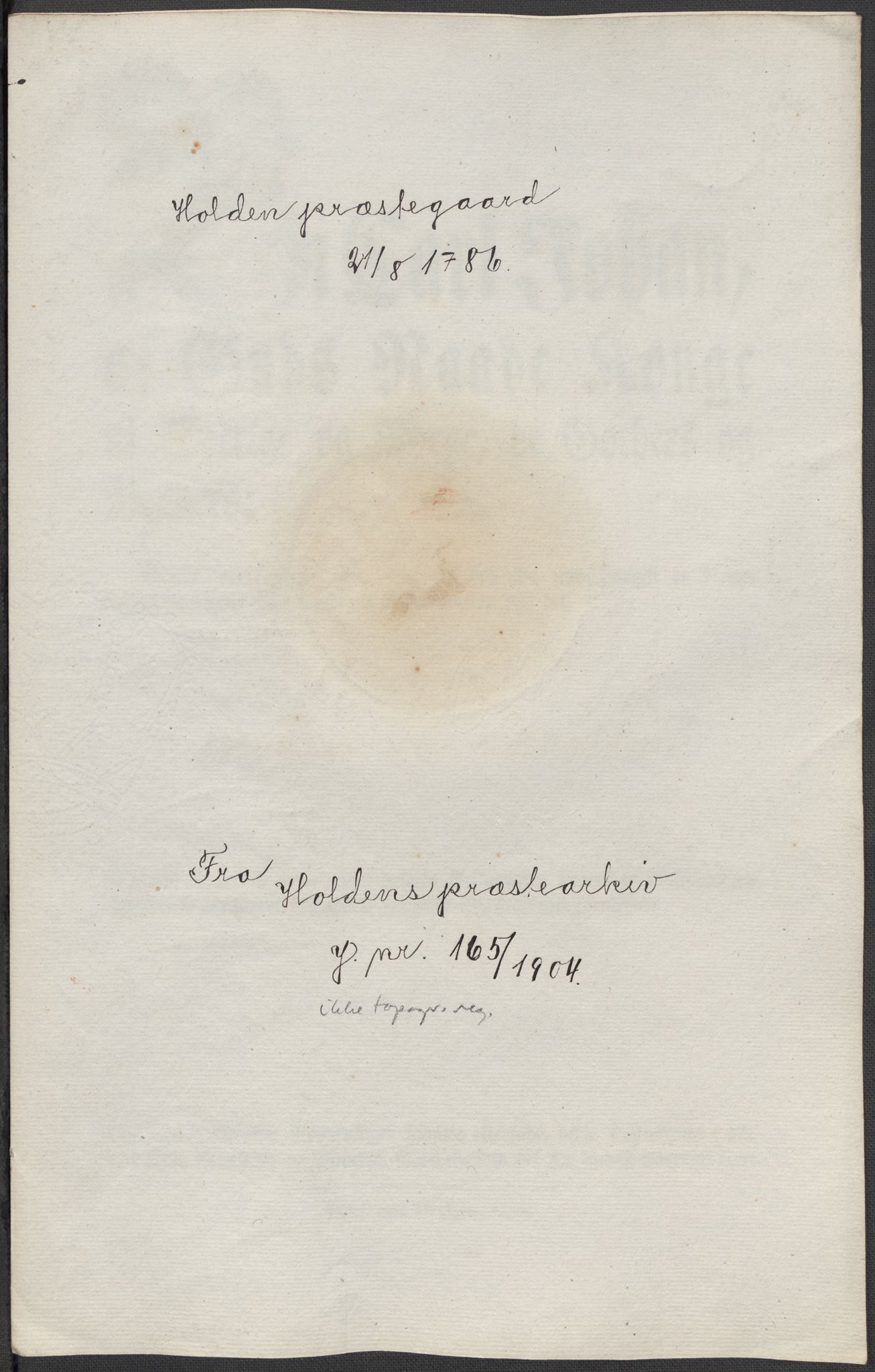 Riksarkivets diplomsamling, AV/RA-EA-5965/F15/L0026: Prestearkiv - Telemark, 1575-1838, p. 184