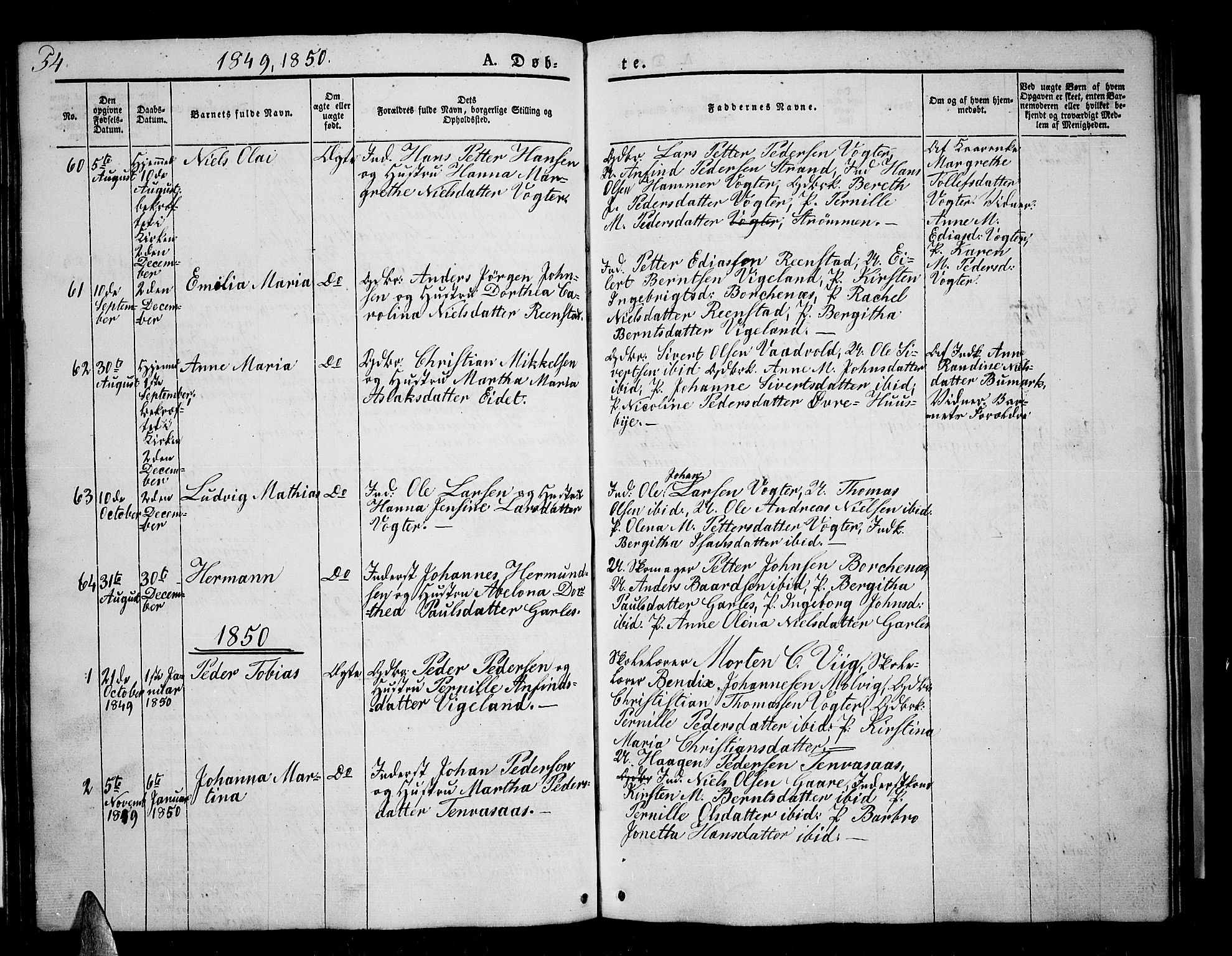 Kvæfjord sokneprestkontor, SATØ/S-1323/G/Ga/Gab/L0002klokker: Parish register (copy) no. 2, 1841-1855, p. 54