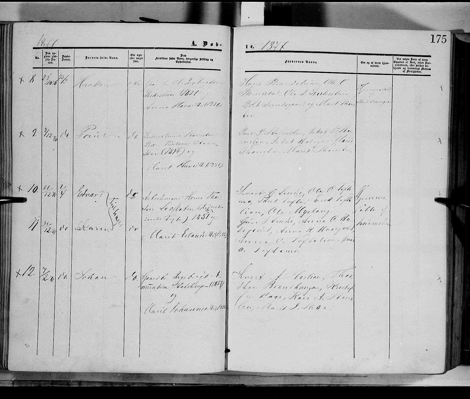 Dovre prestekontor, AV/SAH-PREST-066/H/Ha/Haa/L0001: Parish register (official) no. 1, 1854-1878, p. 175