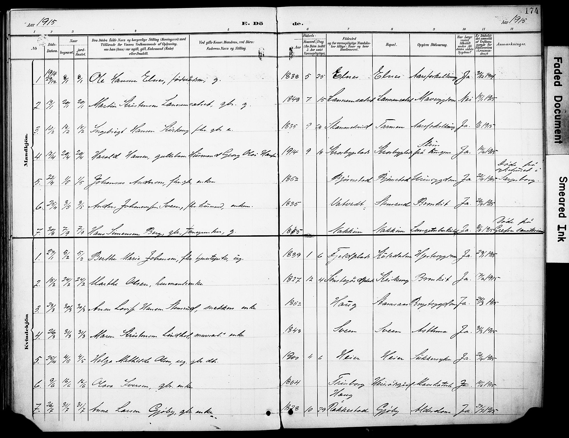 Rakkestad prestekontor Kirkebøker, AV/SAO-A-2008/F/Fb/L0002: Parish register (official) no. II 2, 1900-1920, p. 174