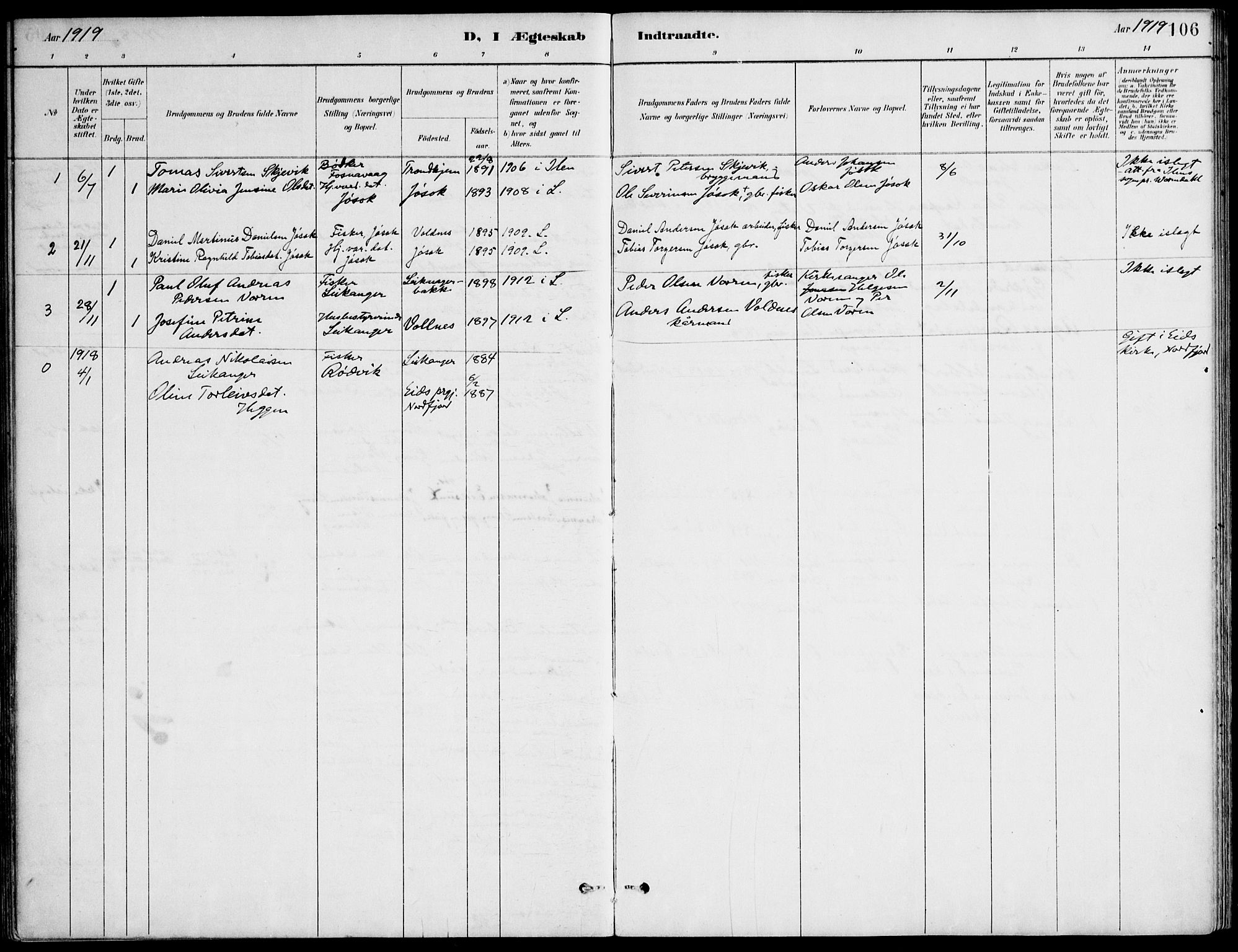 Ministerialprotokoller, klokkerbøker og fødselsregistre - Møre og Romsdal, AV/SAT-A-1454/508/L0095: Parish register (official) no. 508A02, 1887-1920, p. 106