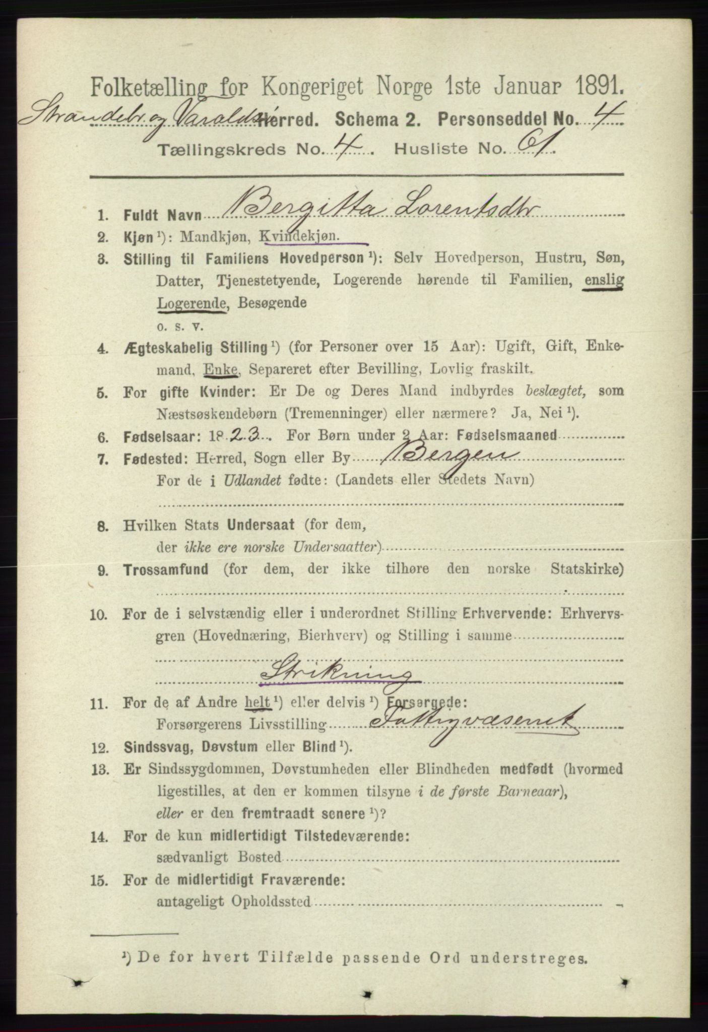 RA, 1891 census for 1226 Strandebarm og Varaldsøy, 1891, p. 1777