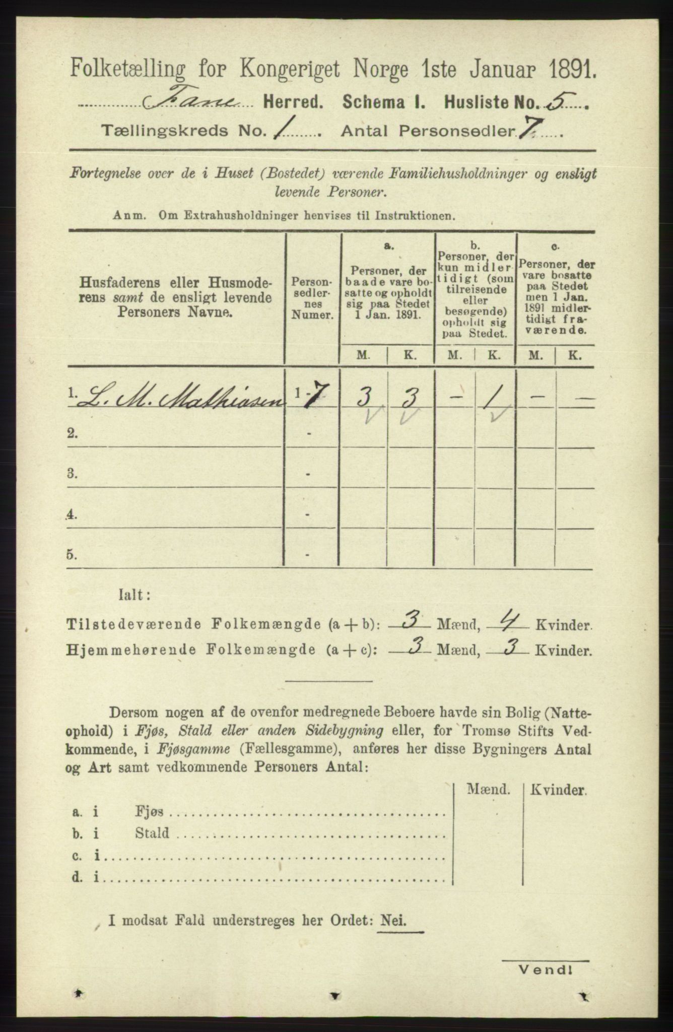 RA, 1891 census for 1249 Fana, 1891, p. 32