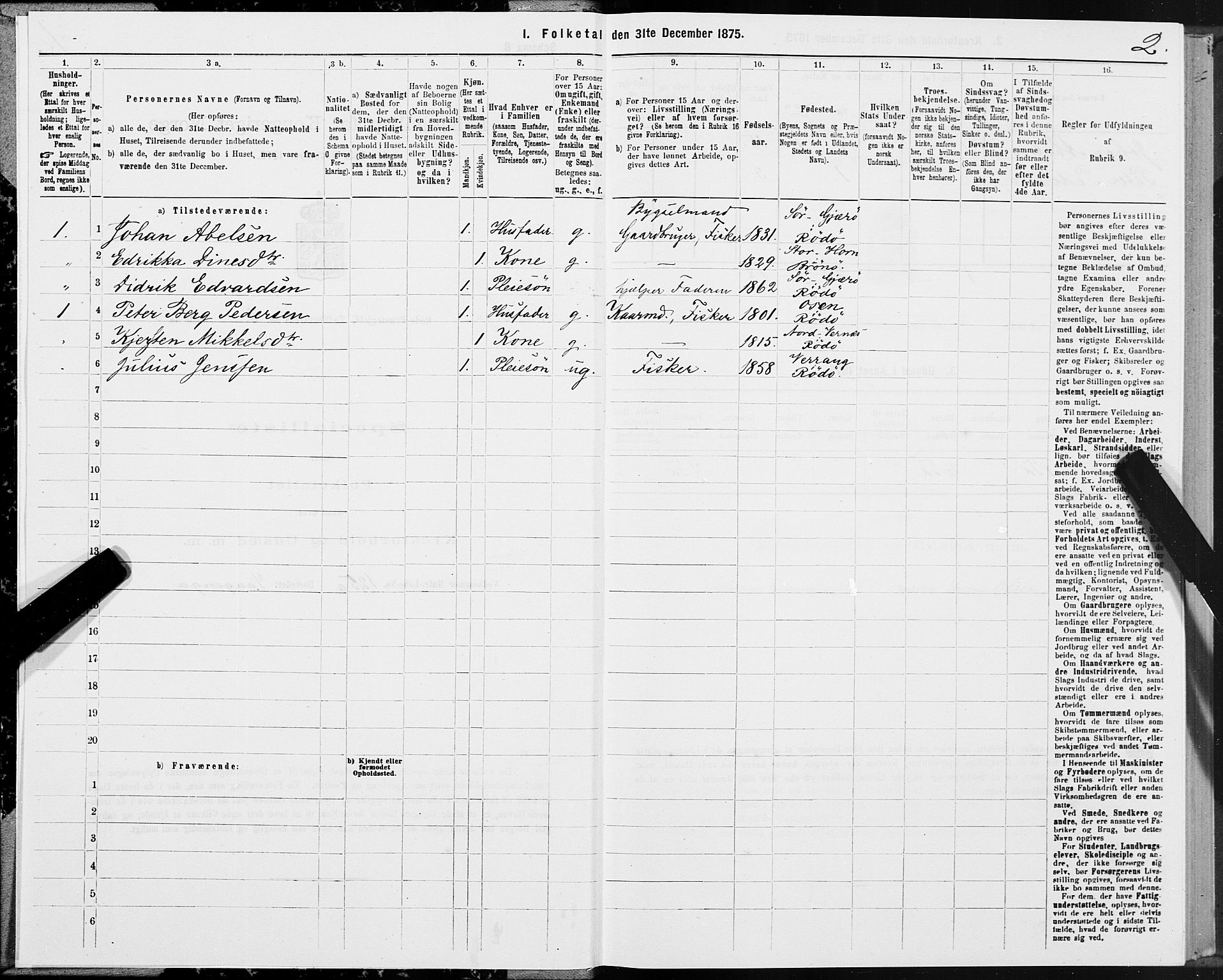 SAT, 1875 census for 1836P Rødøy, 1875, p. 2002