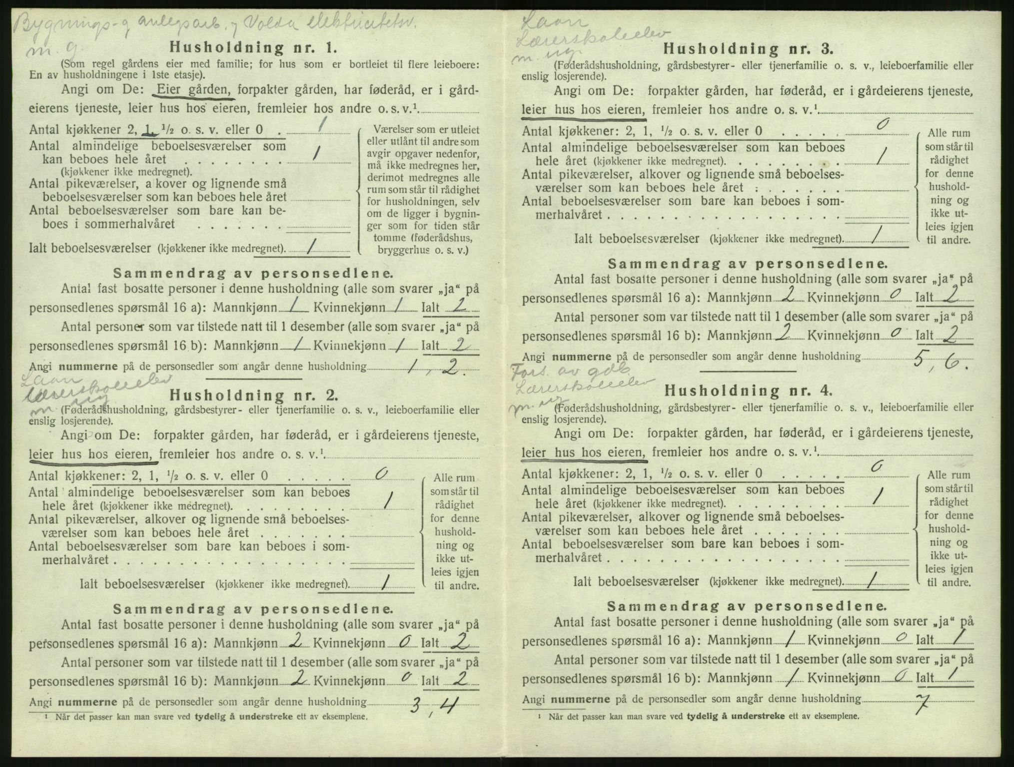 SAT, 1920 census for Volda, 1920, p. 537