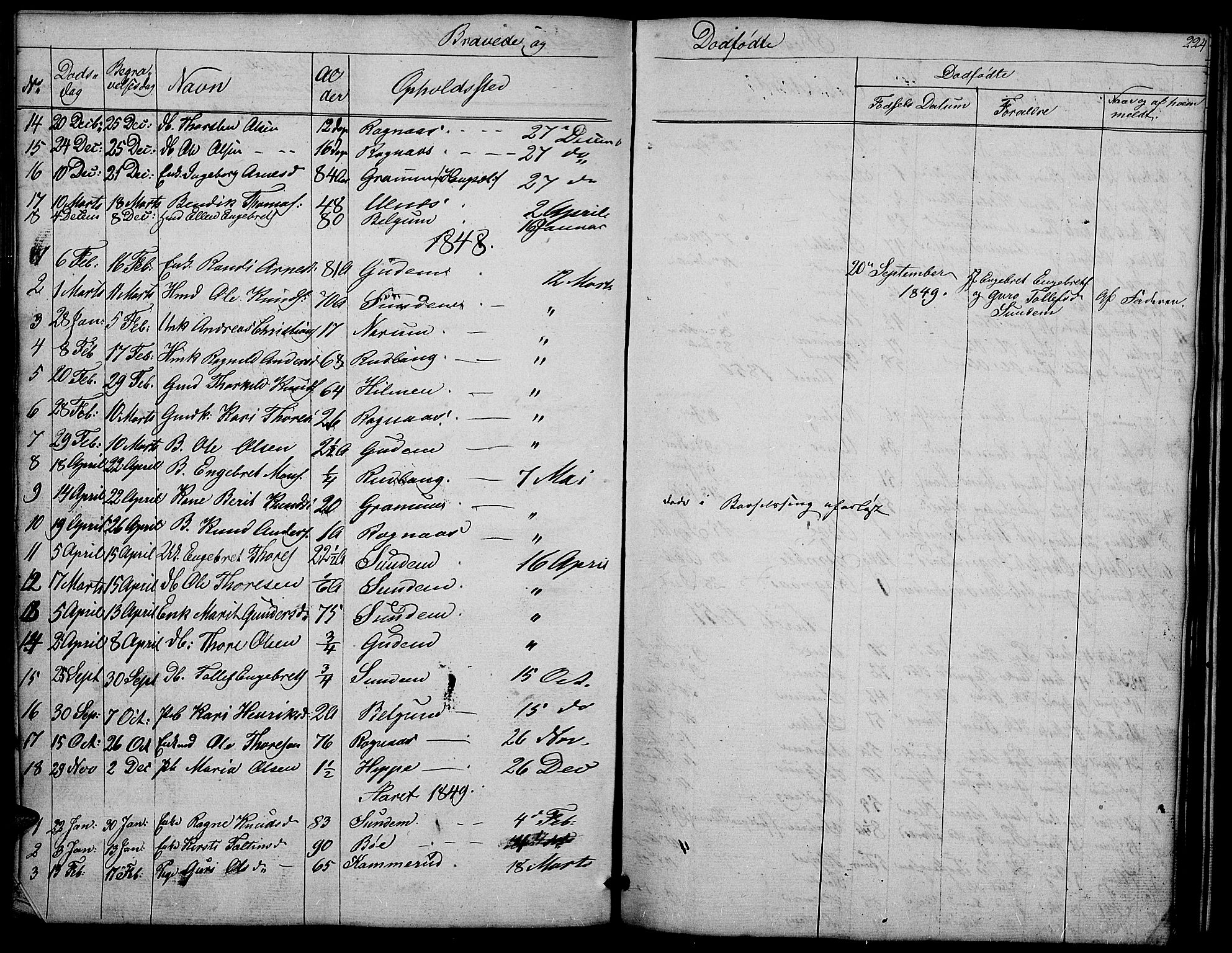 Nord-Aurdal prestekontor, SAH/PREST-132/H/Ha/Hab/L0004: Parish register (copy) no. 4, 1842-1882, p. 224
